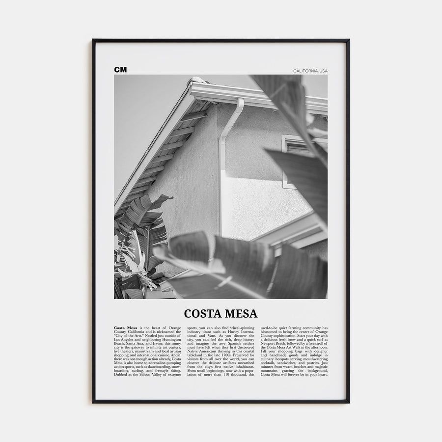 Costa Mesa Travel B&W Poster