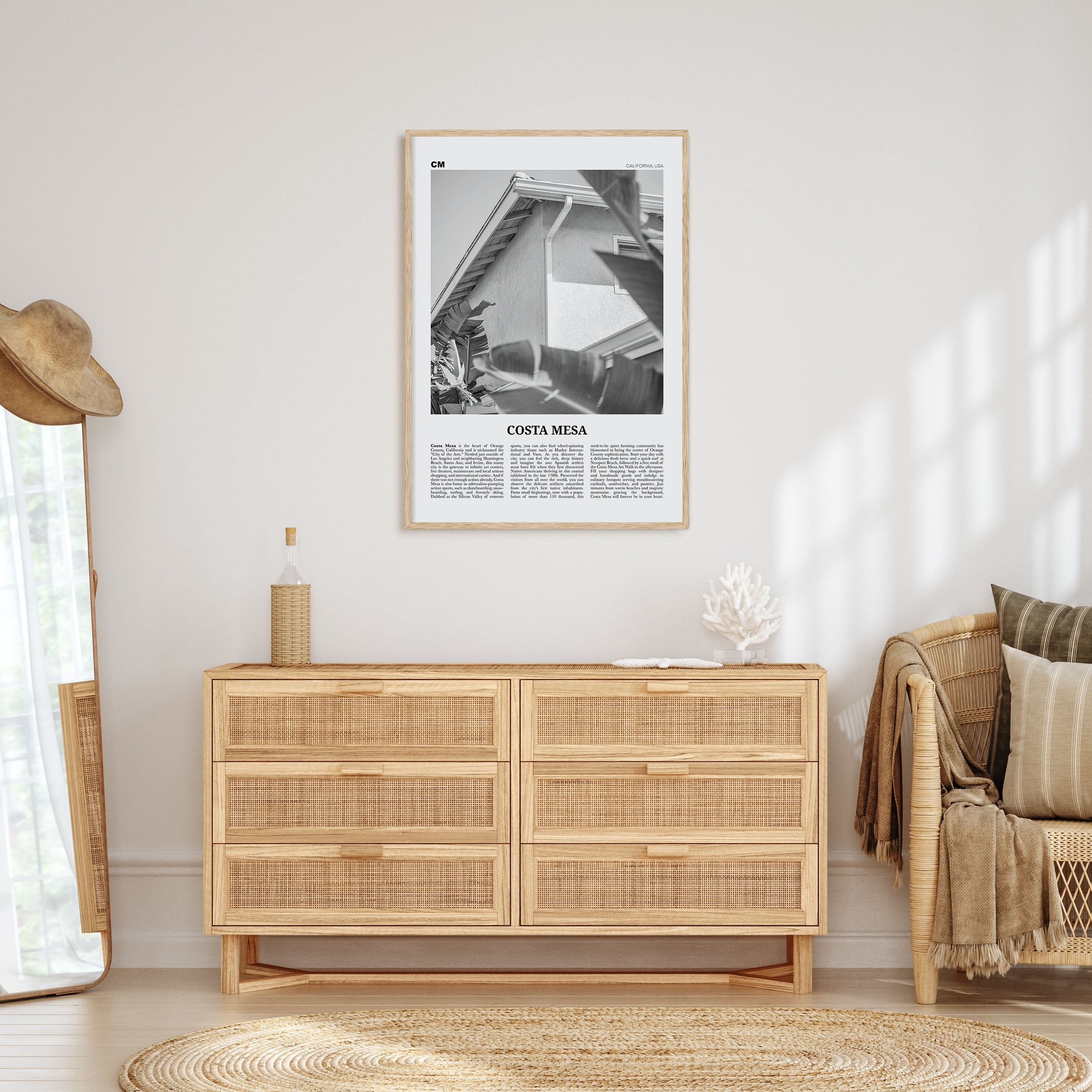 Costa Mesa Travel B&W Poster