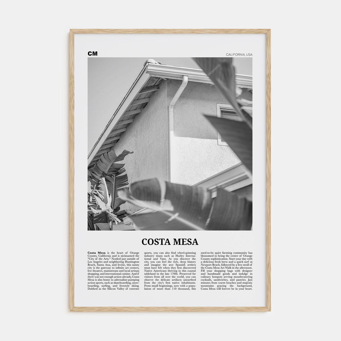 Costa Mesa Travel B&W Poster