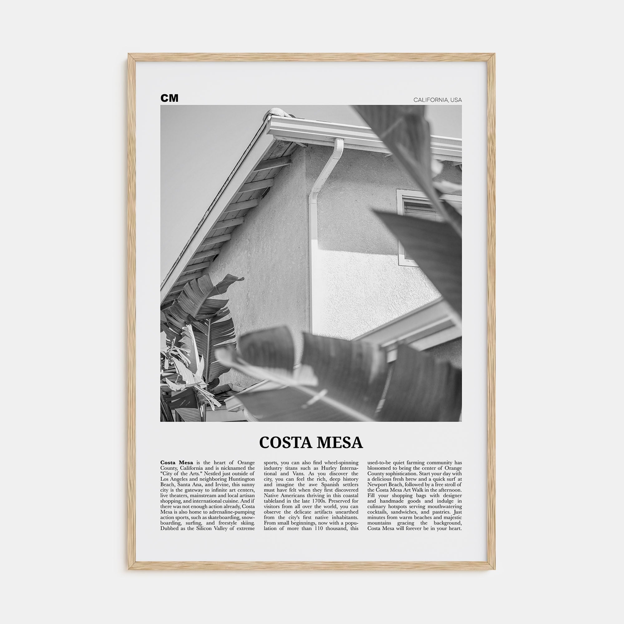 Costa Mesa Travel B&W Poster