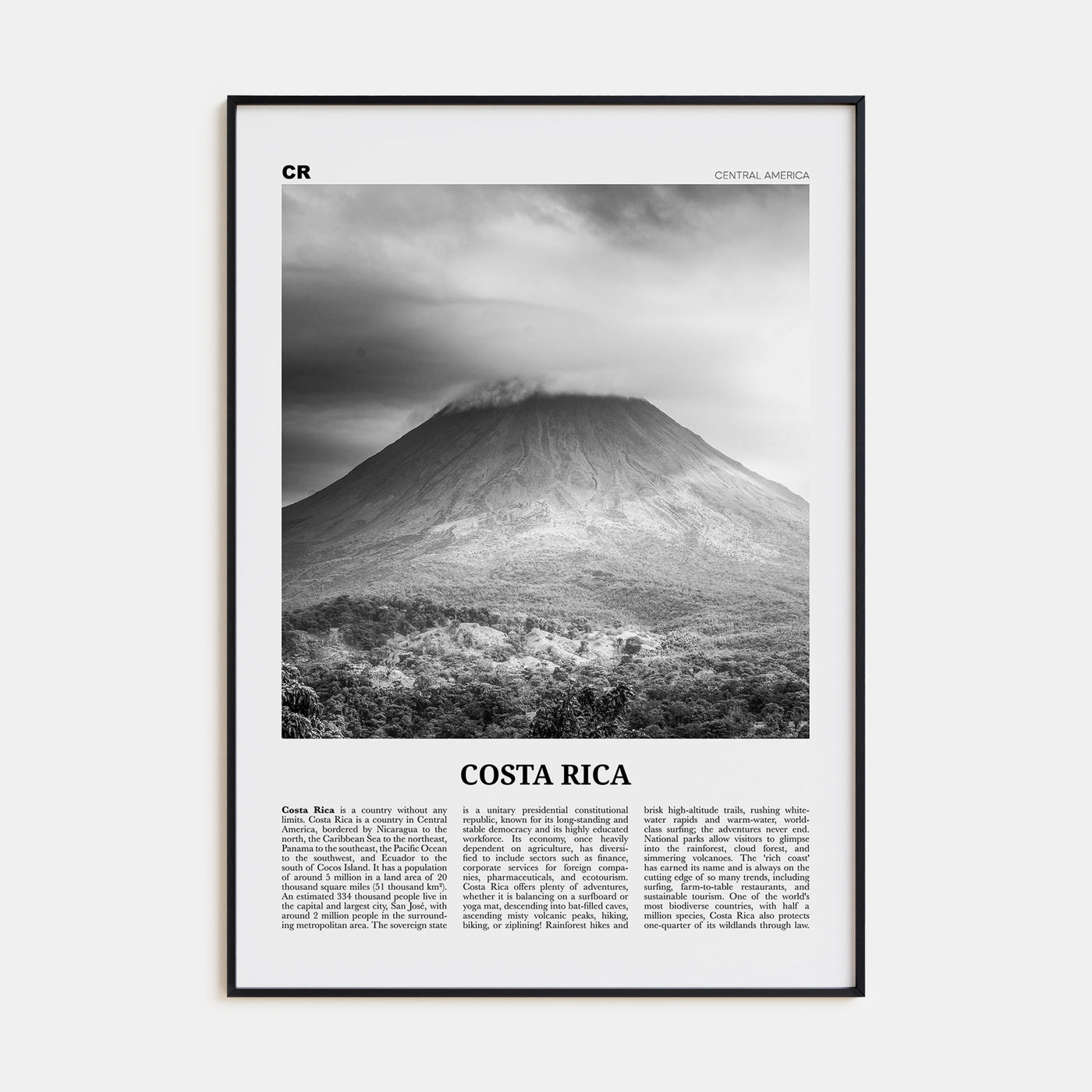 Costa Rica Travel B&W No 3 Poster