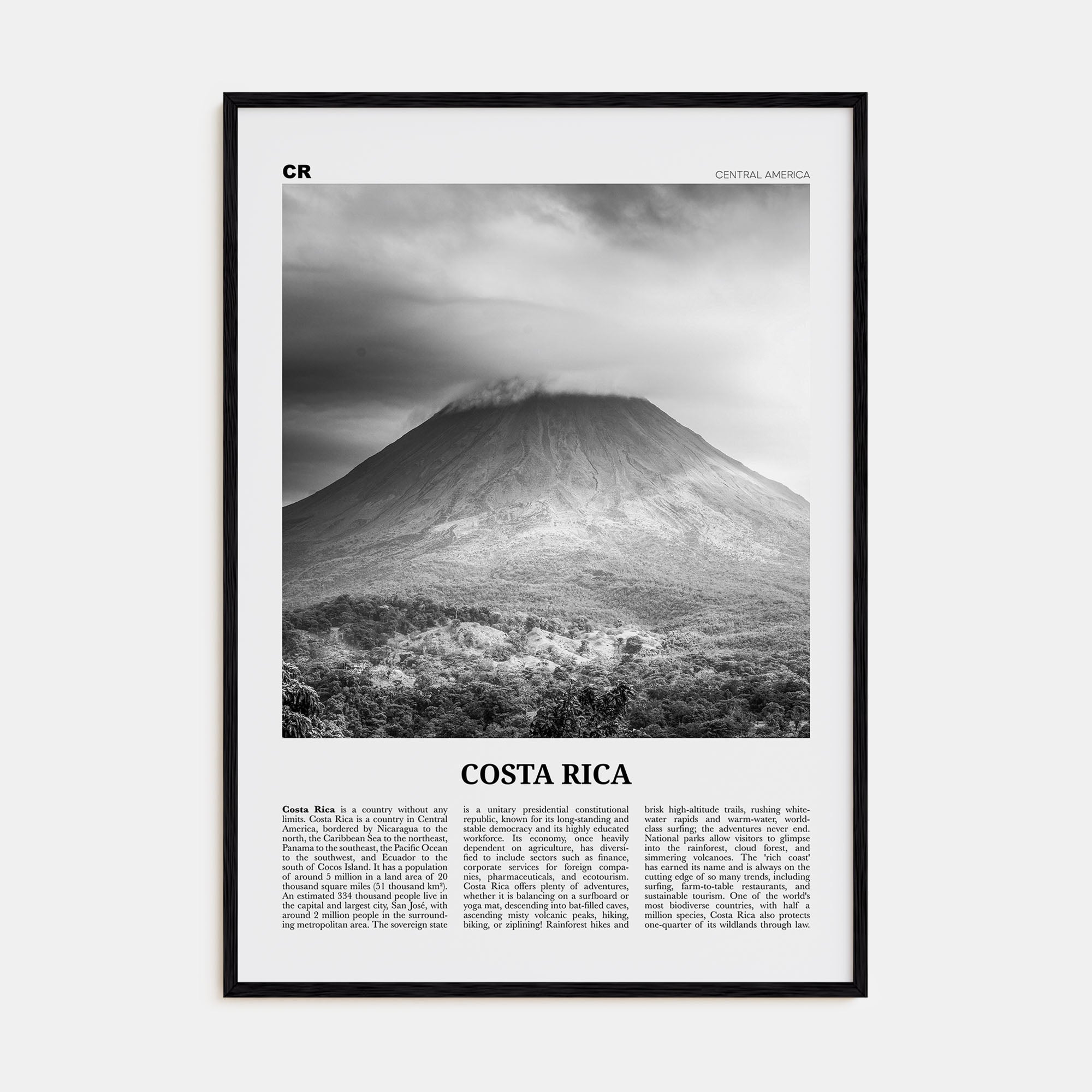 Costa Rica Travel B&W No 3 Poster