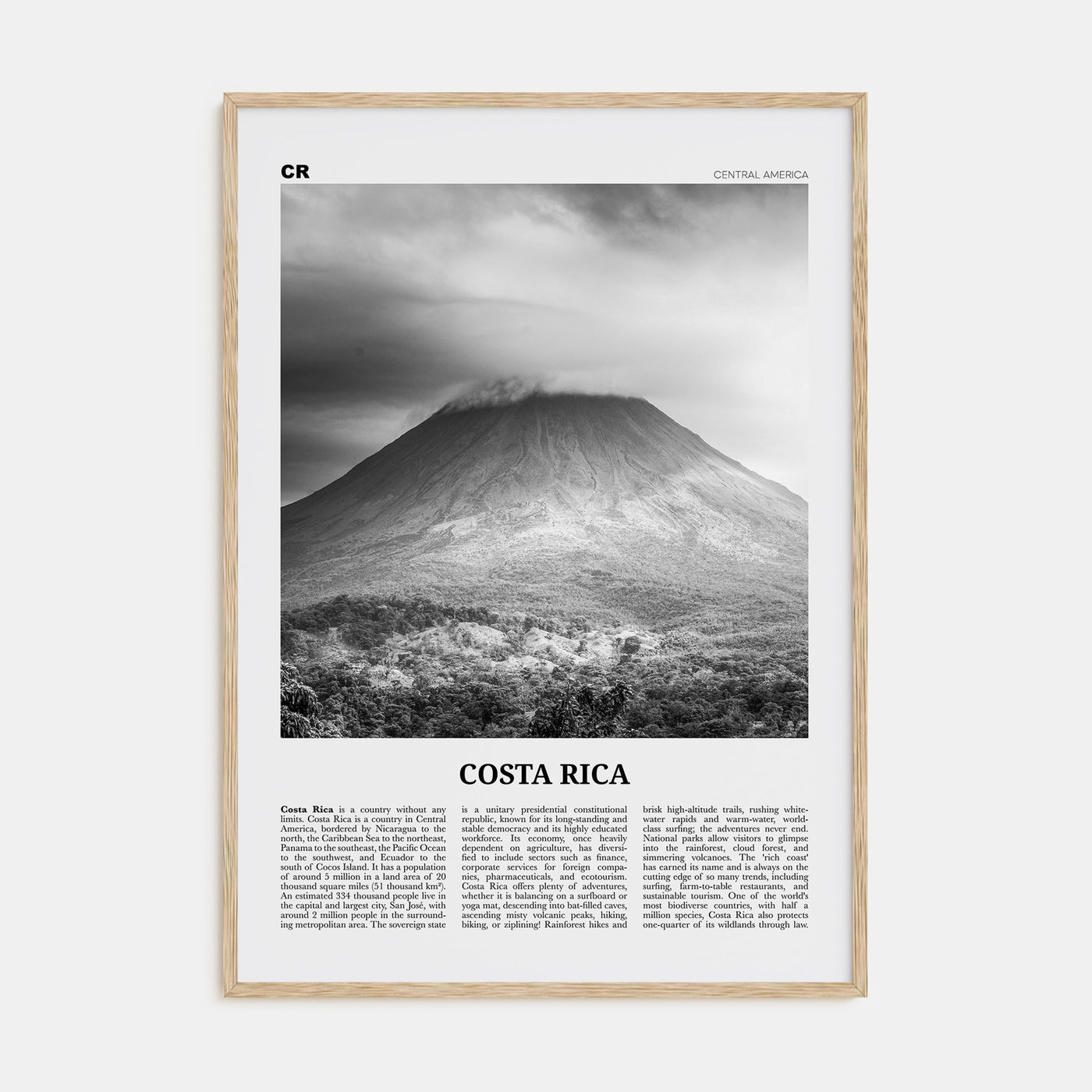 Costa Rica Travel B&W No 3 Poster