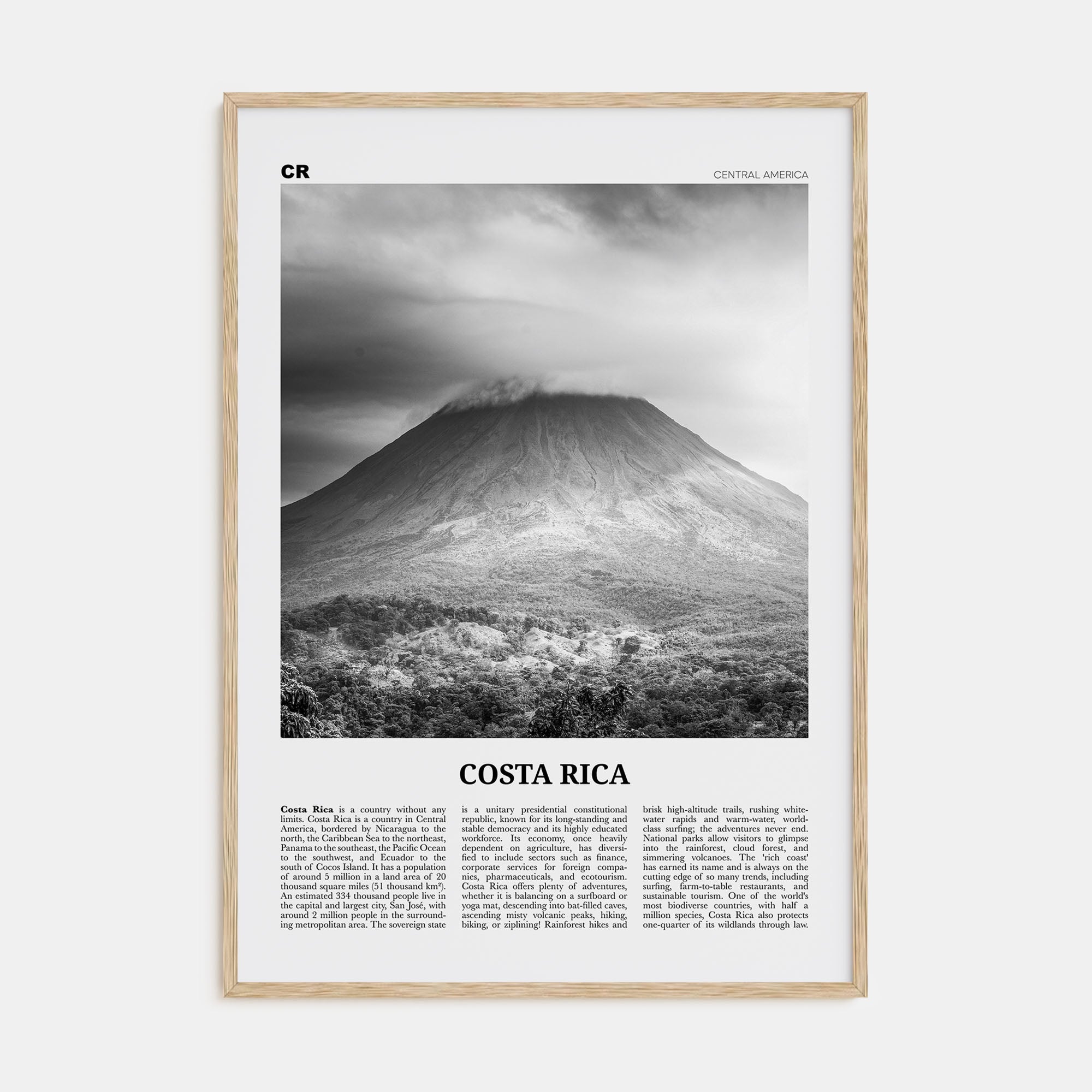 Costa Rica Travel B&W No 3 Poster