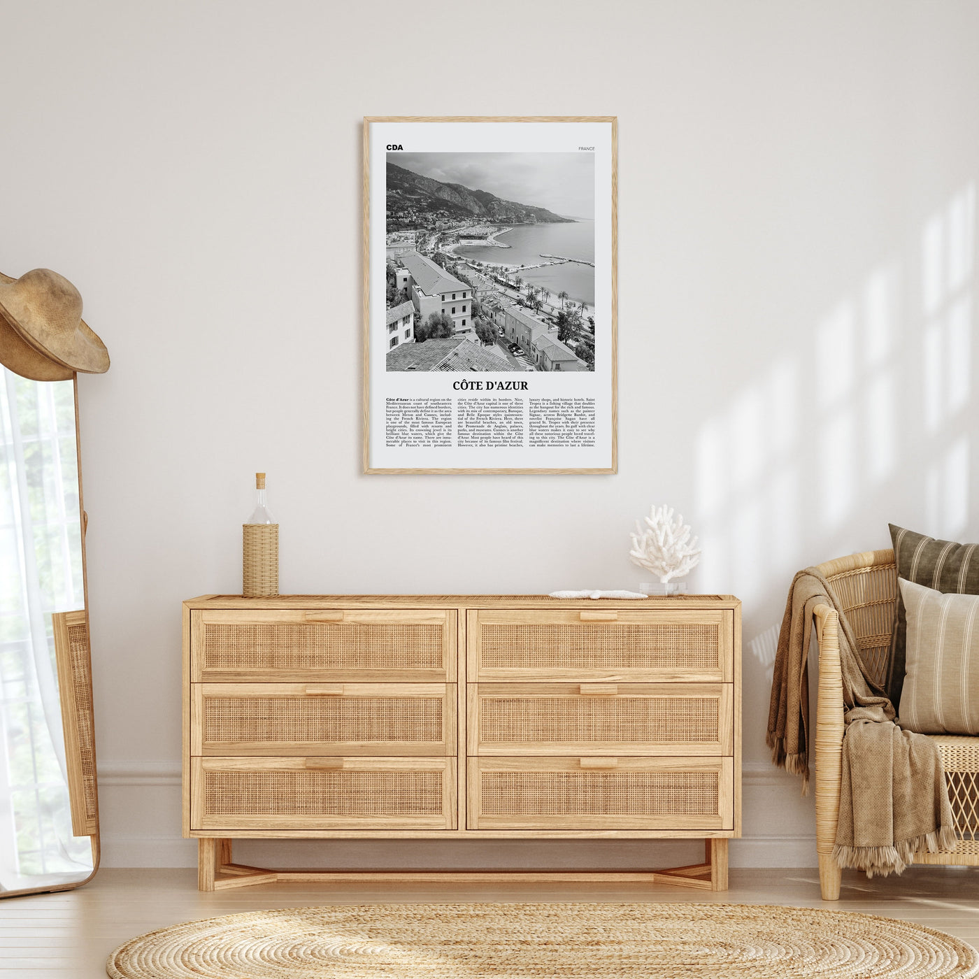 Cote d'Azur Travel B&W Poster