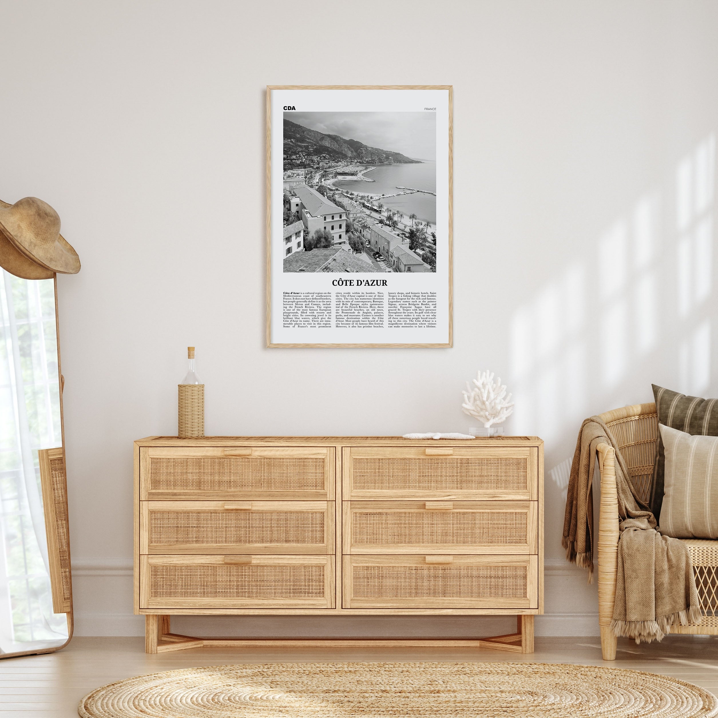 Cote d'Azur Travel B&W Poster