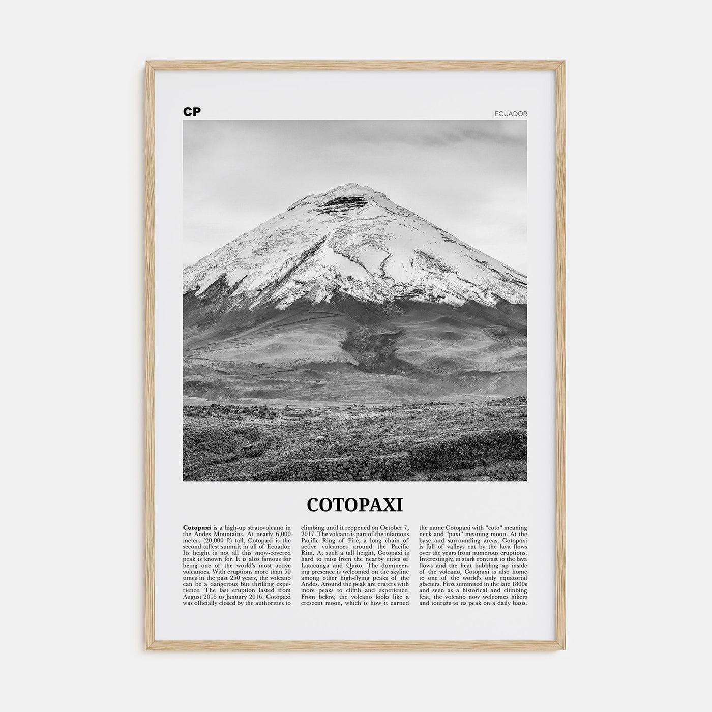 Cotopaxi Travel B&W Poster