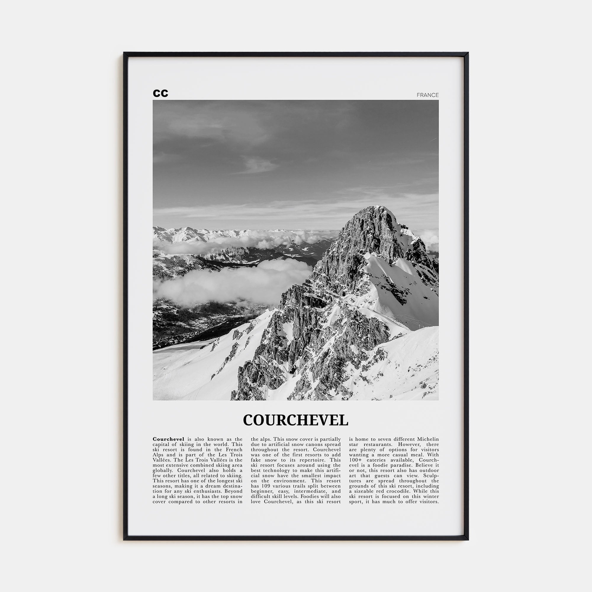 Courchevel Travel B&W Poster
