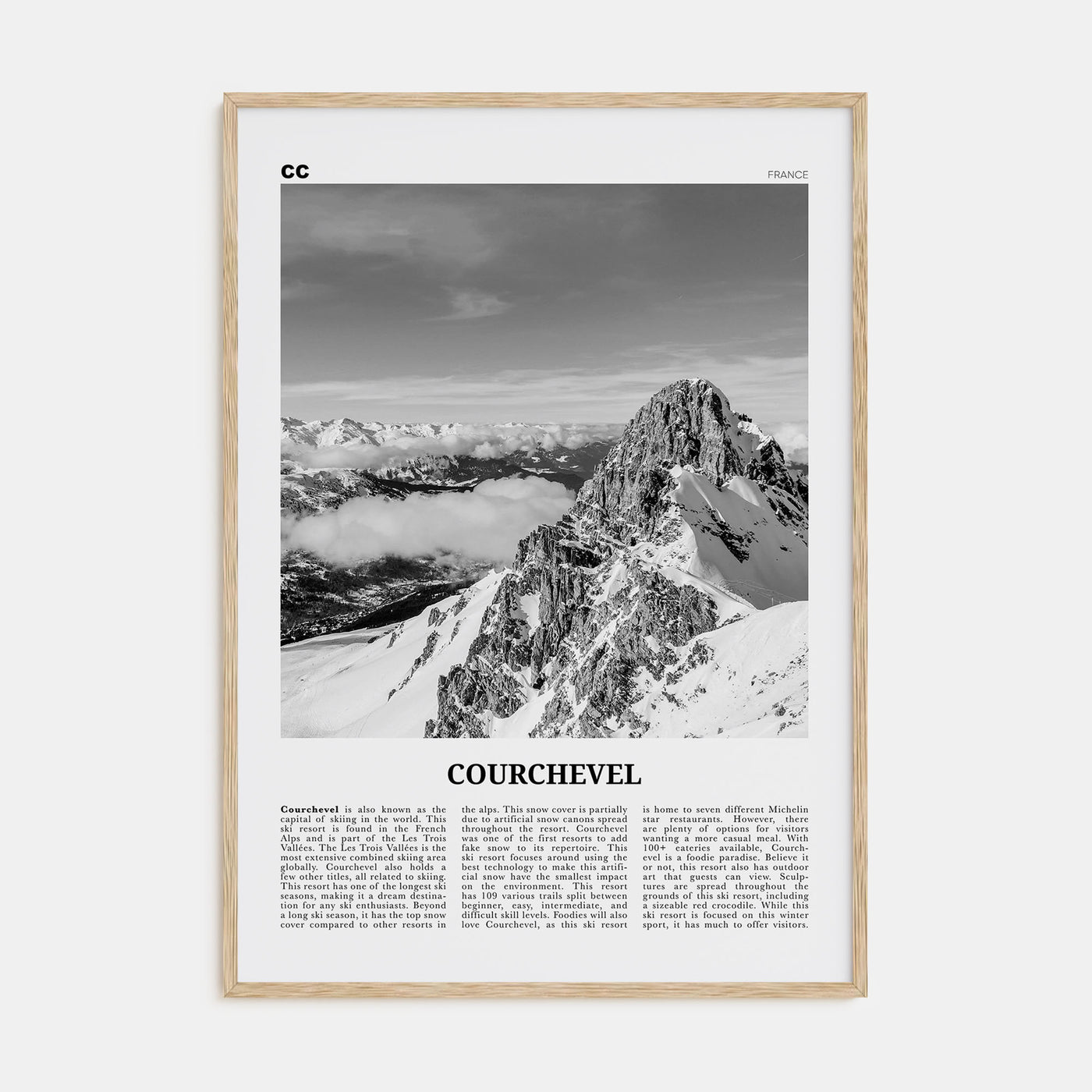 Courchevel Travel B&W Poster