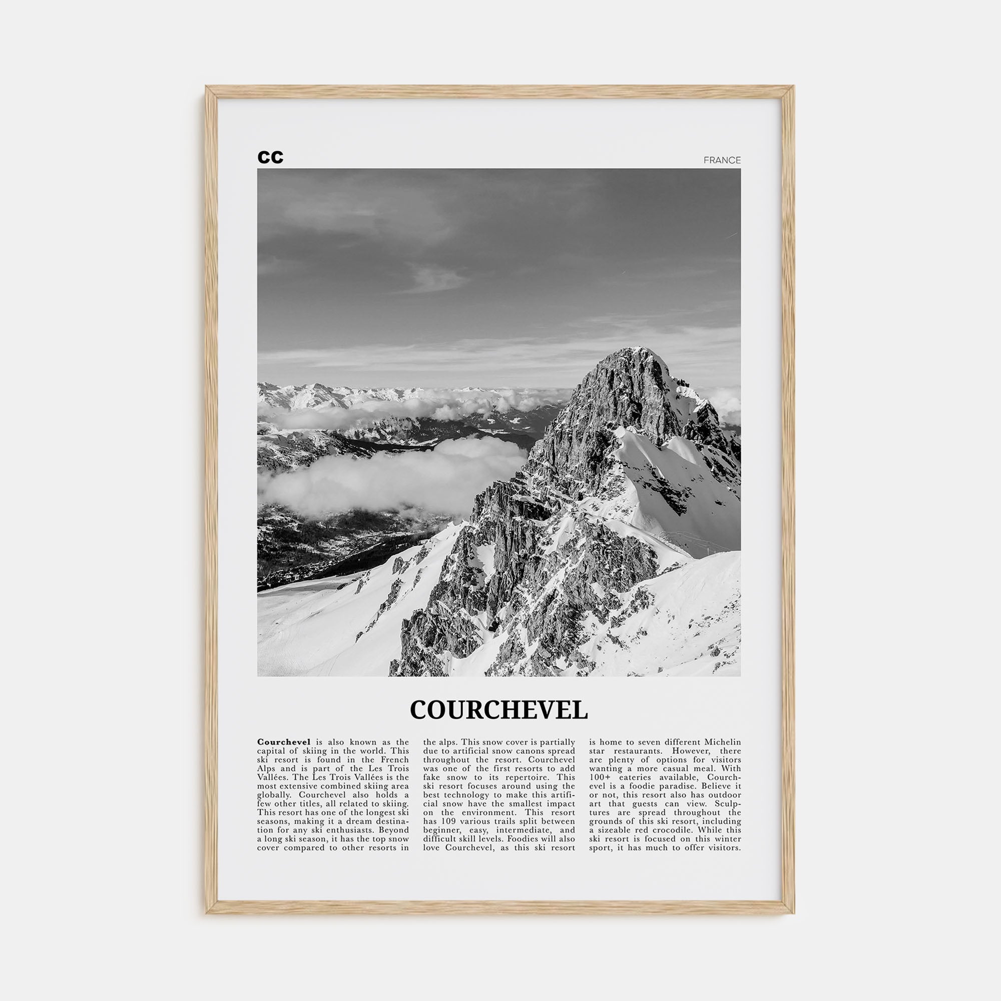Courchevel Travel B&W Poster