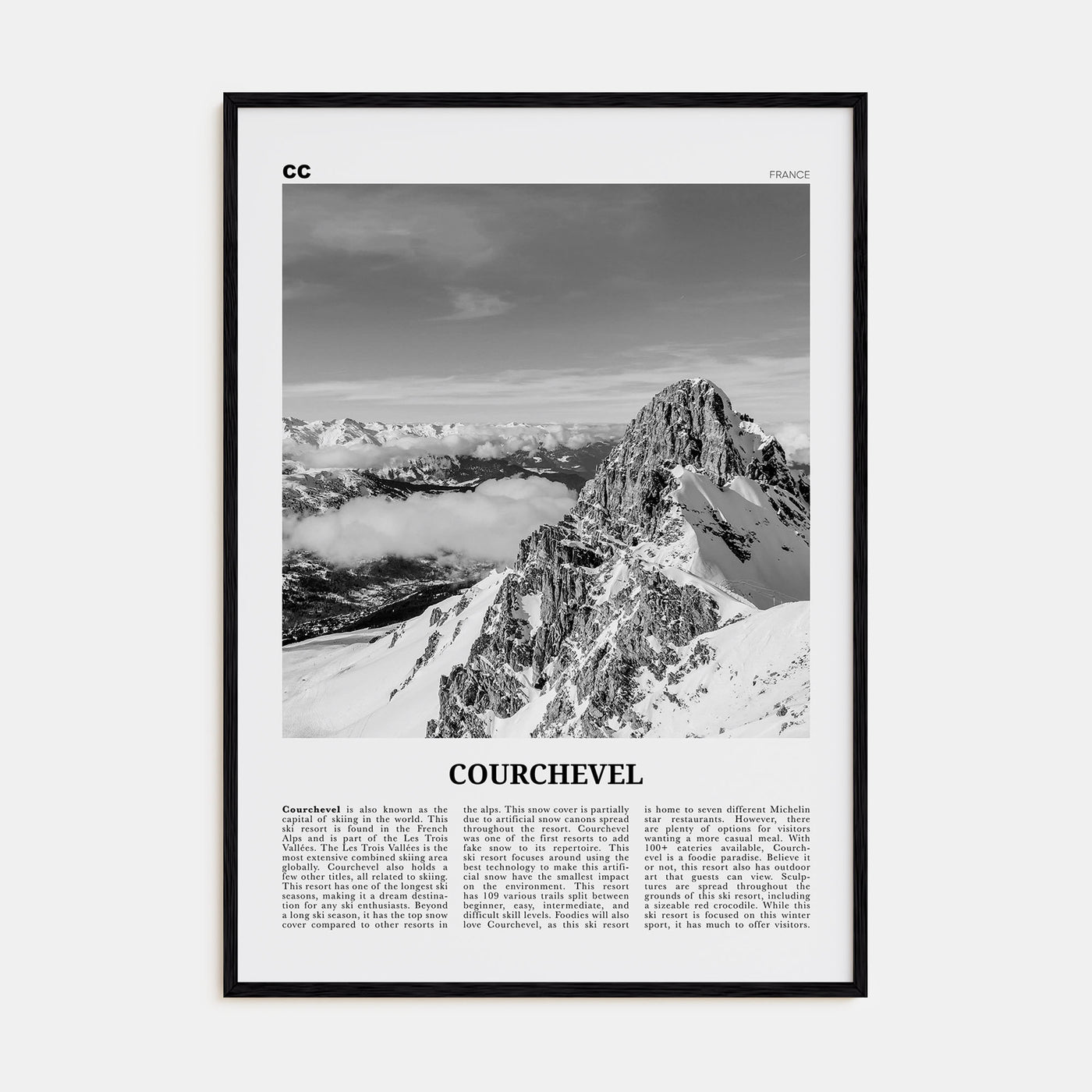 Courchevel Travel B&W Poster