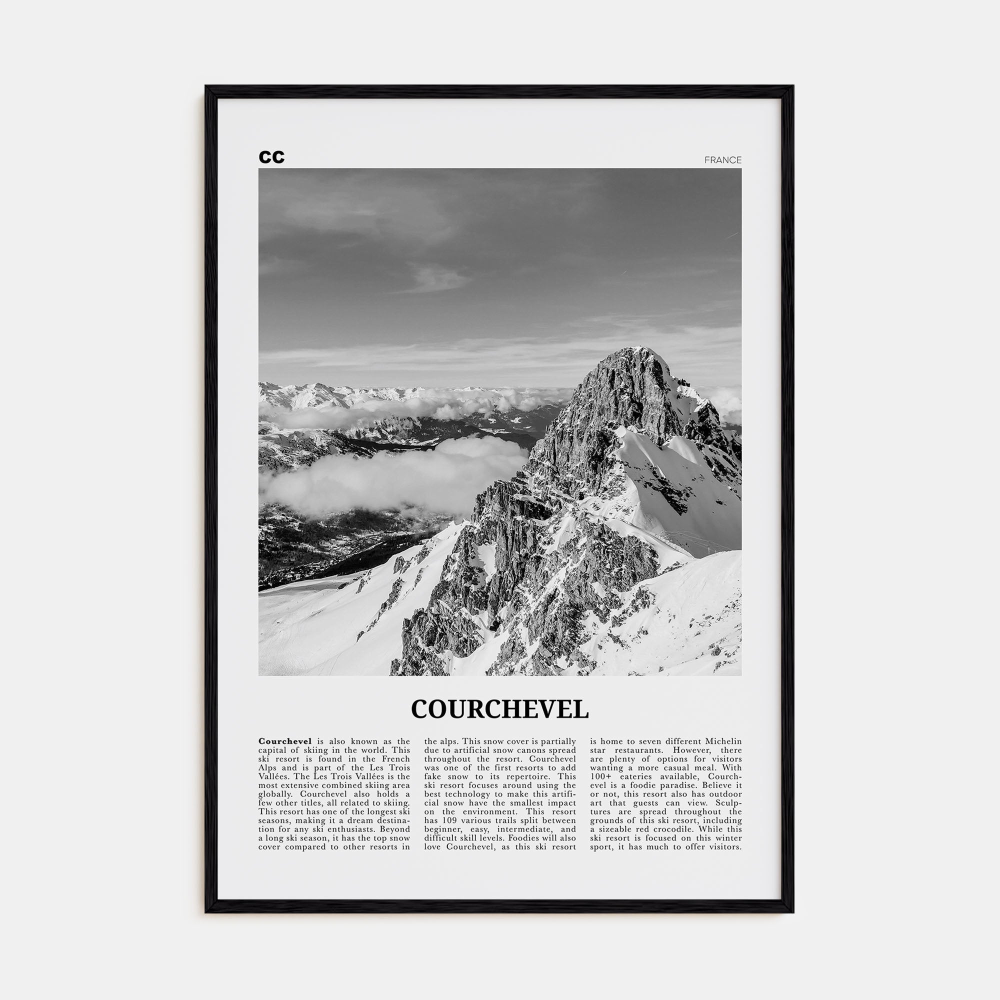 Courchevel Travel B&W Poster