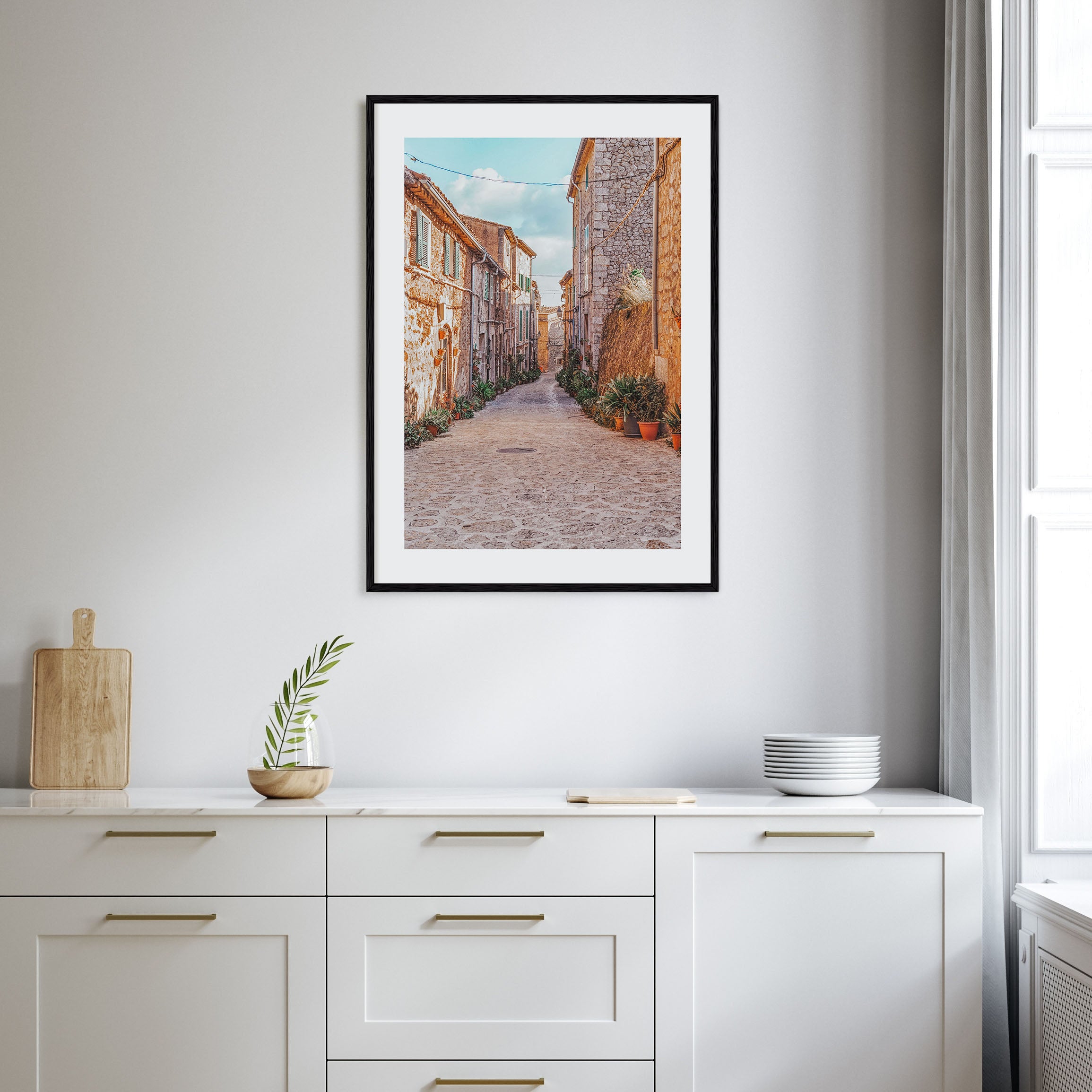 Courtyard with Flowerpots Photo Color Poster