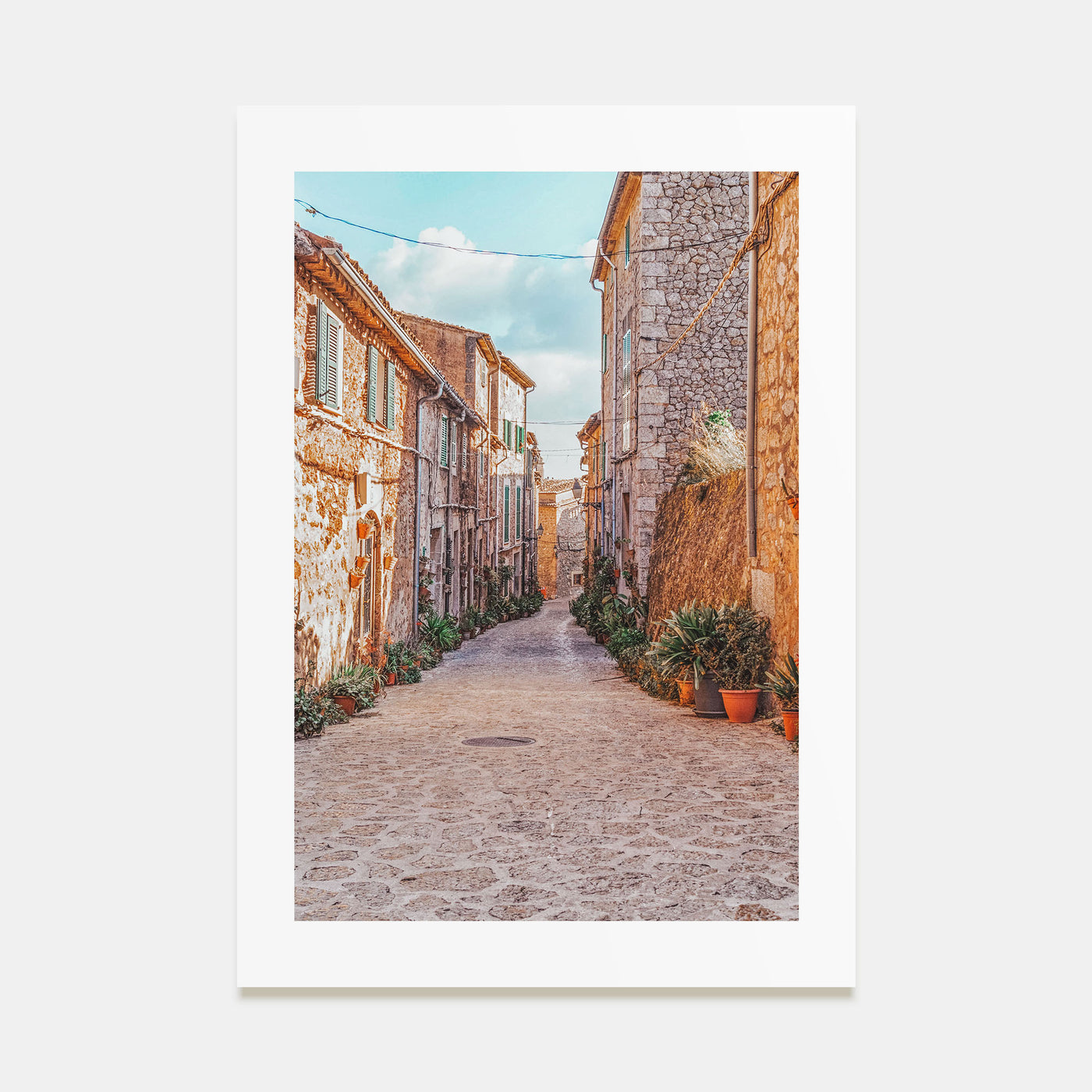 Courtyard with Flowerpots Photo Color Poster