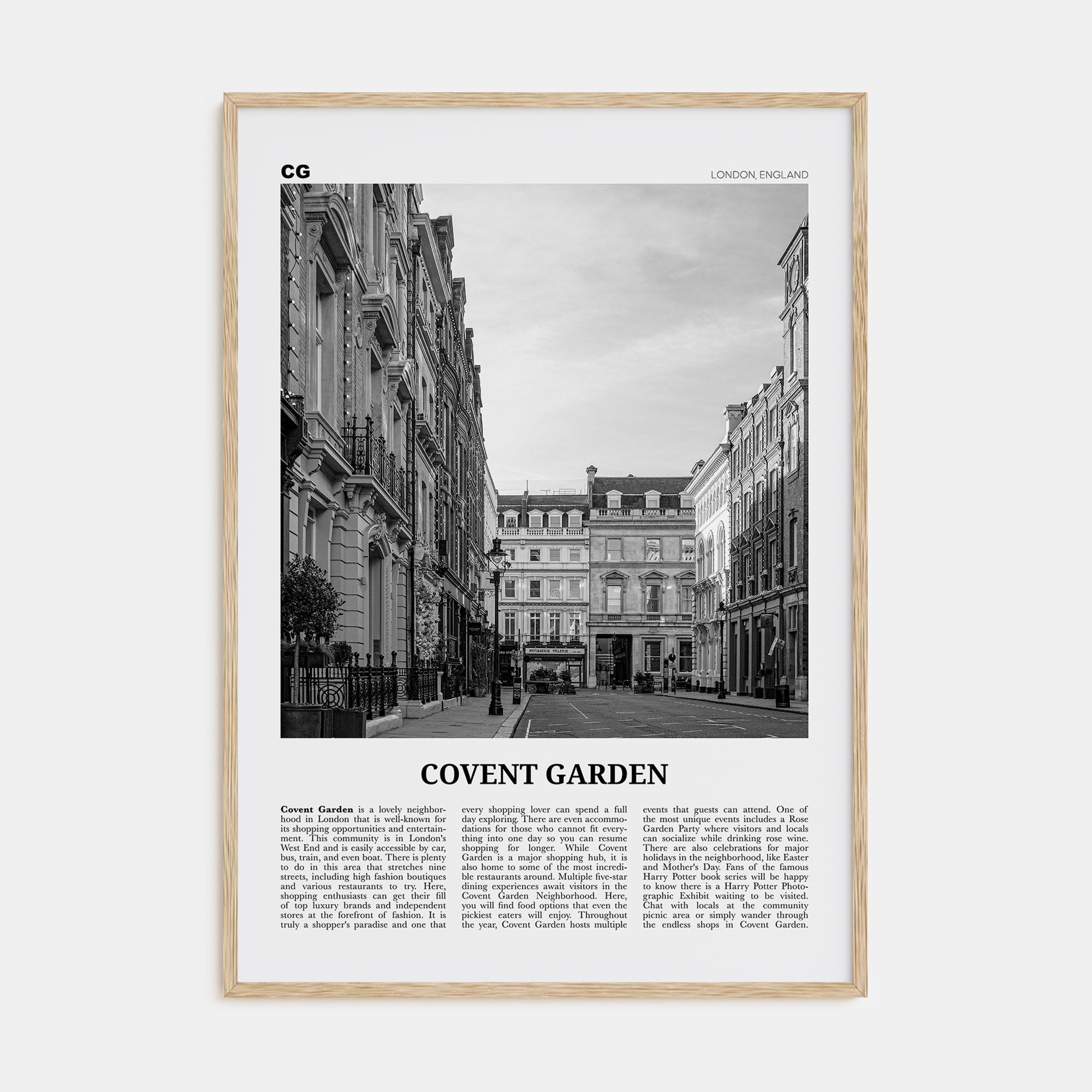 Covent Garden Travel B&W Poster