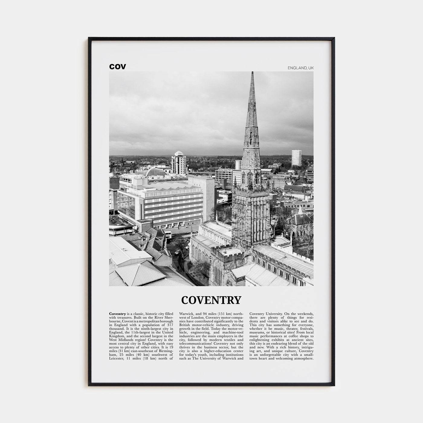 Coventry Travel B&W Poster