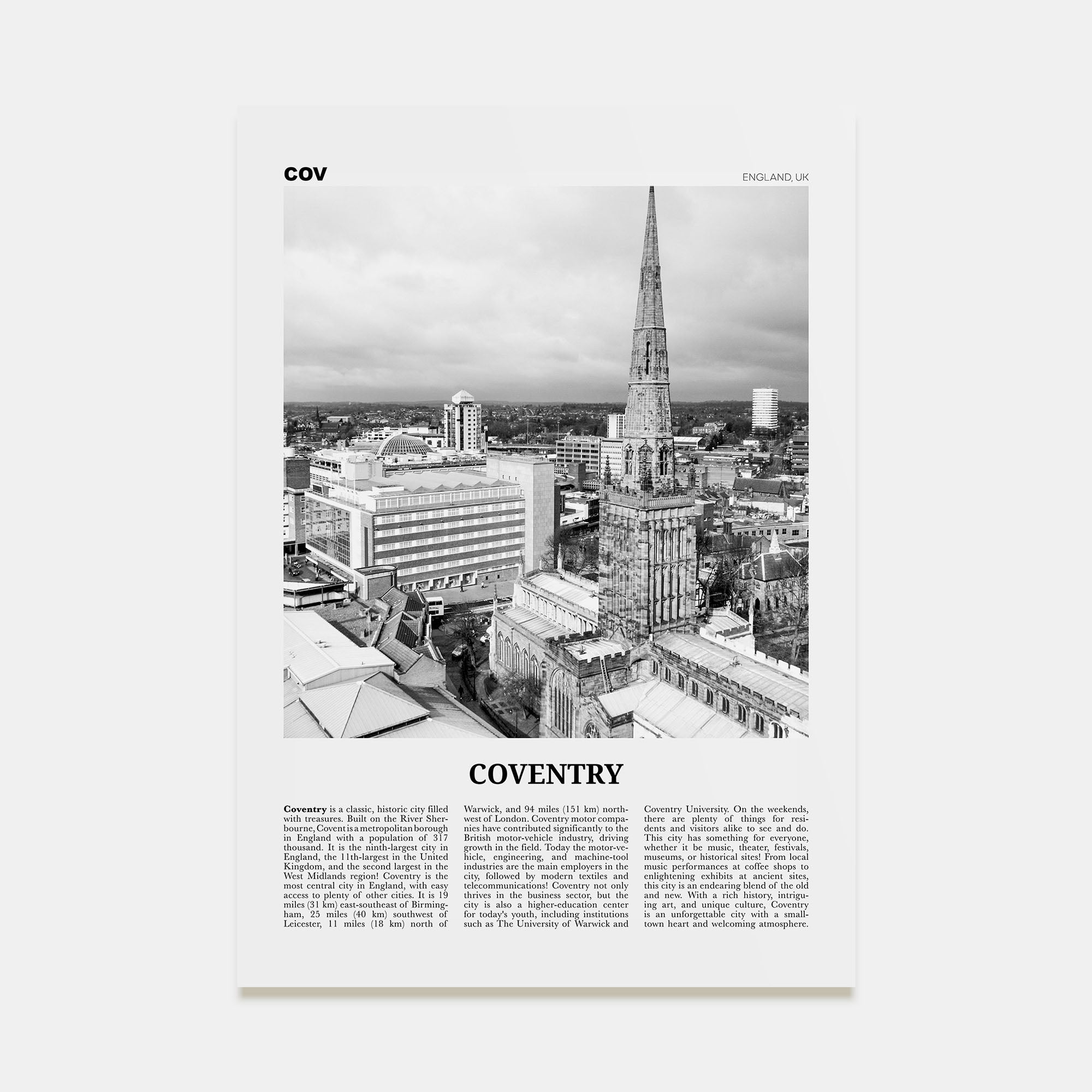 Coventry Travel B&W Poster