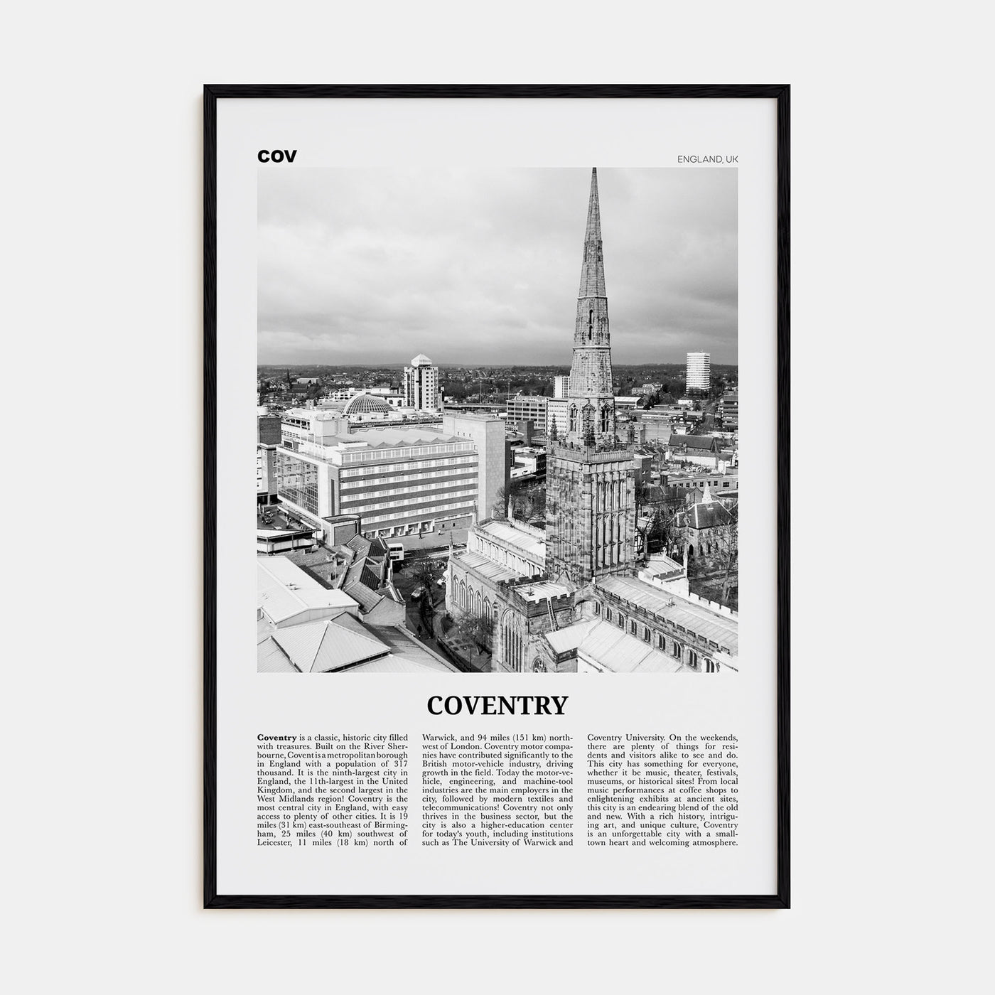 Coventry Travel B&W Poster