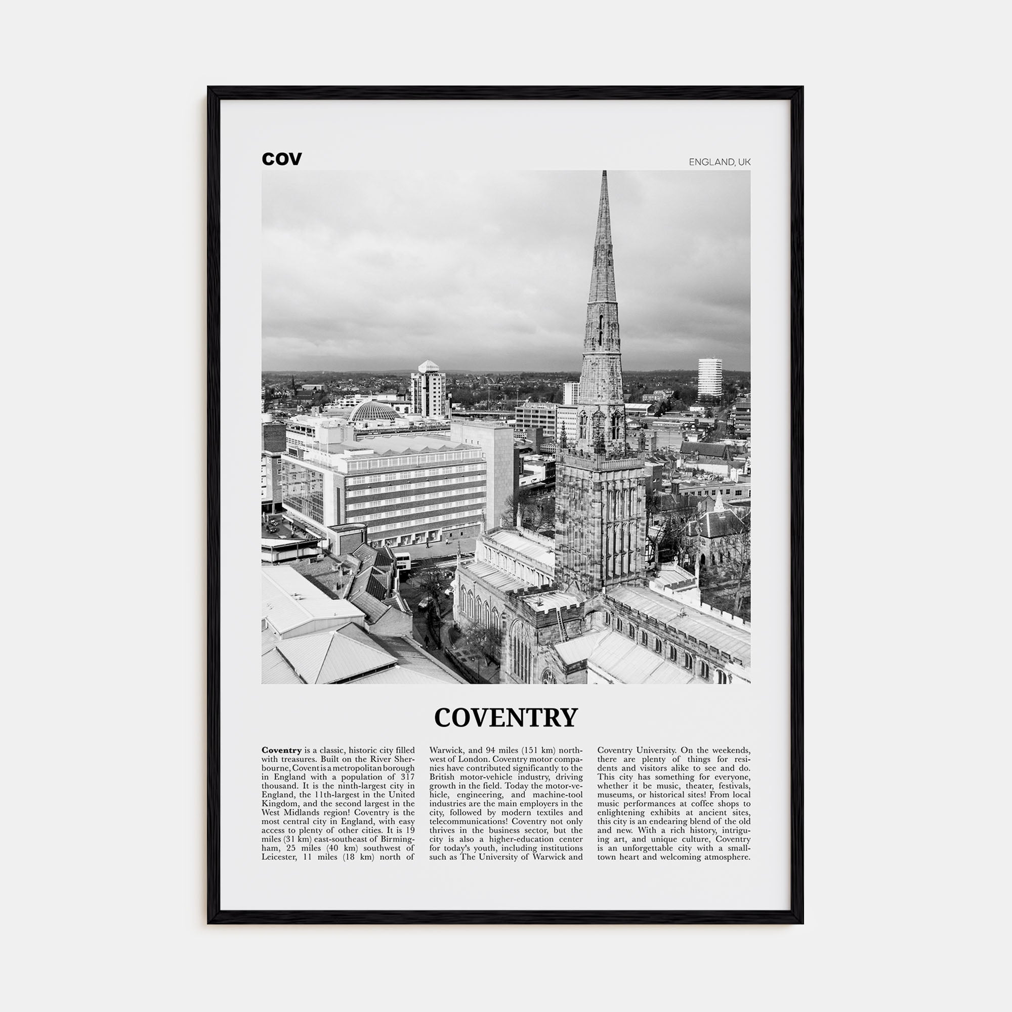 Coventry Travel B&W Poster