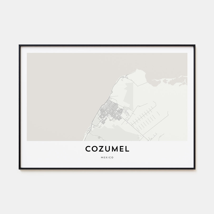 Cozumel Map Landscape Poster