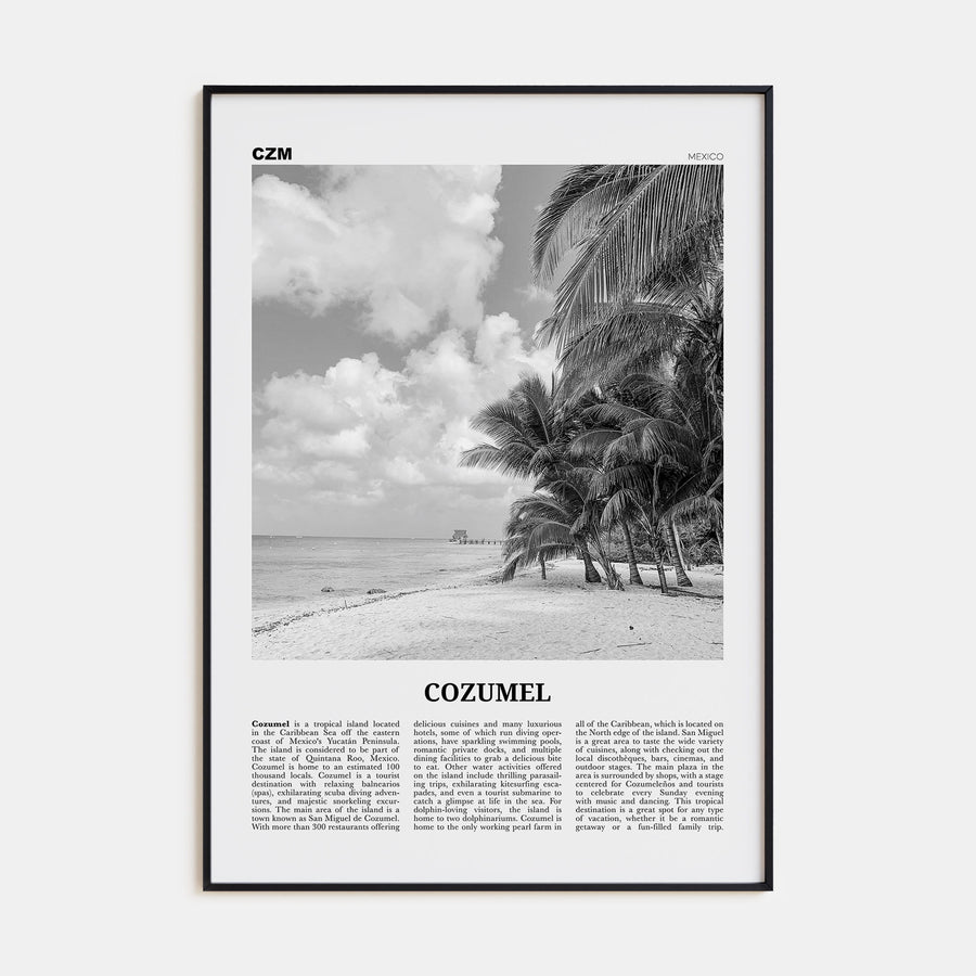Cozumel Travel B&W Poster