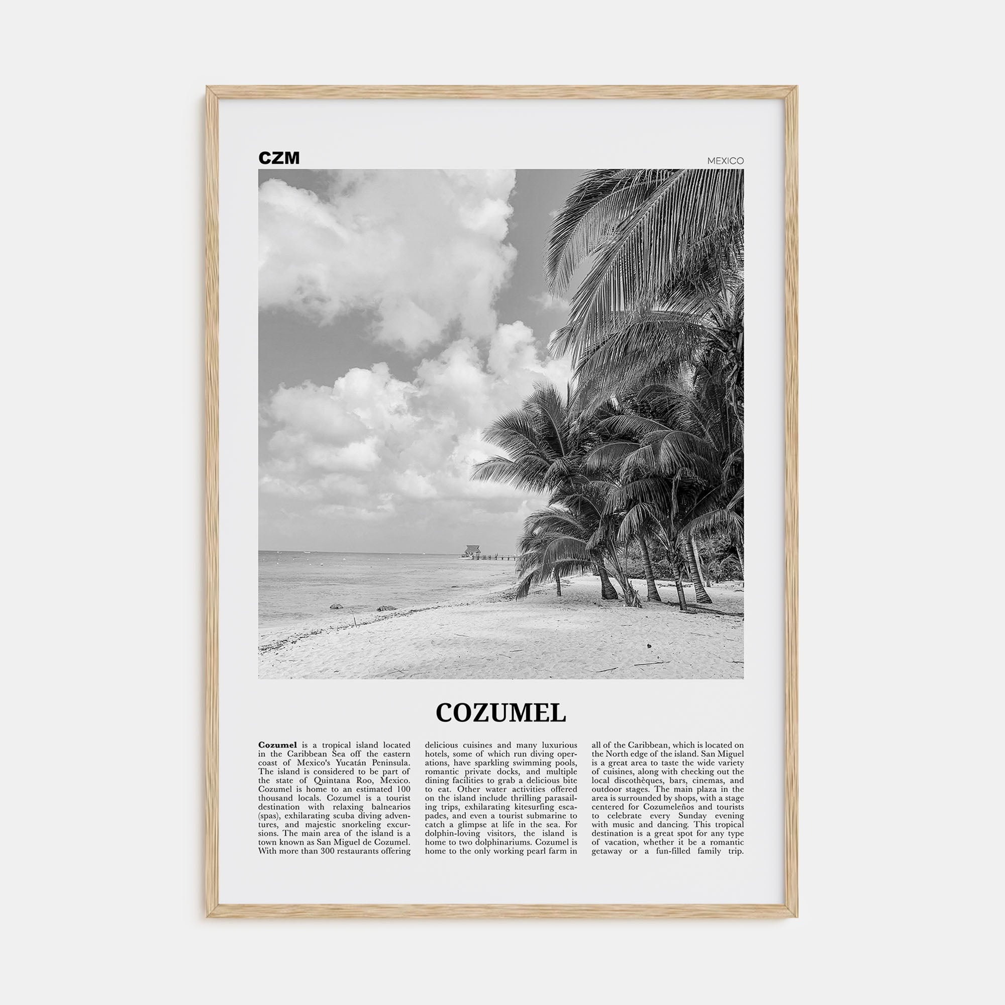 Cozumel Travel B&W Poster