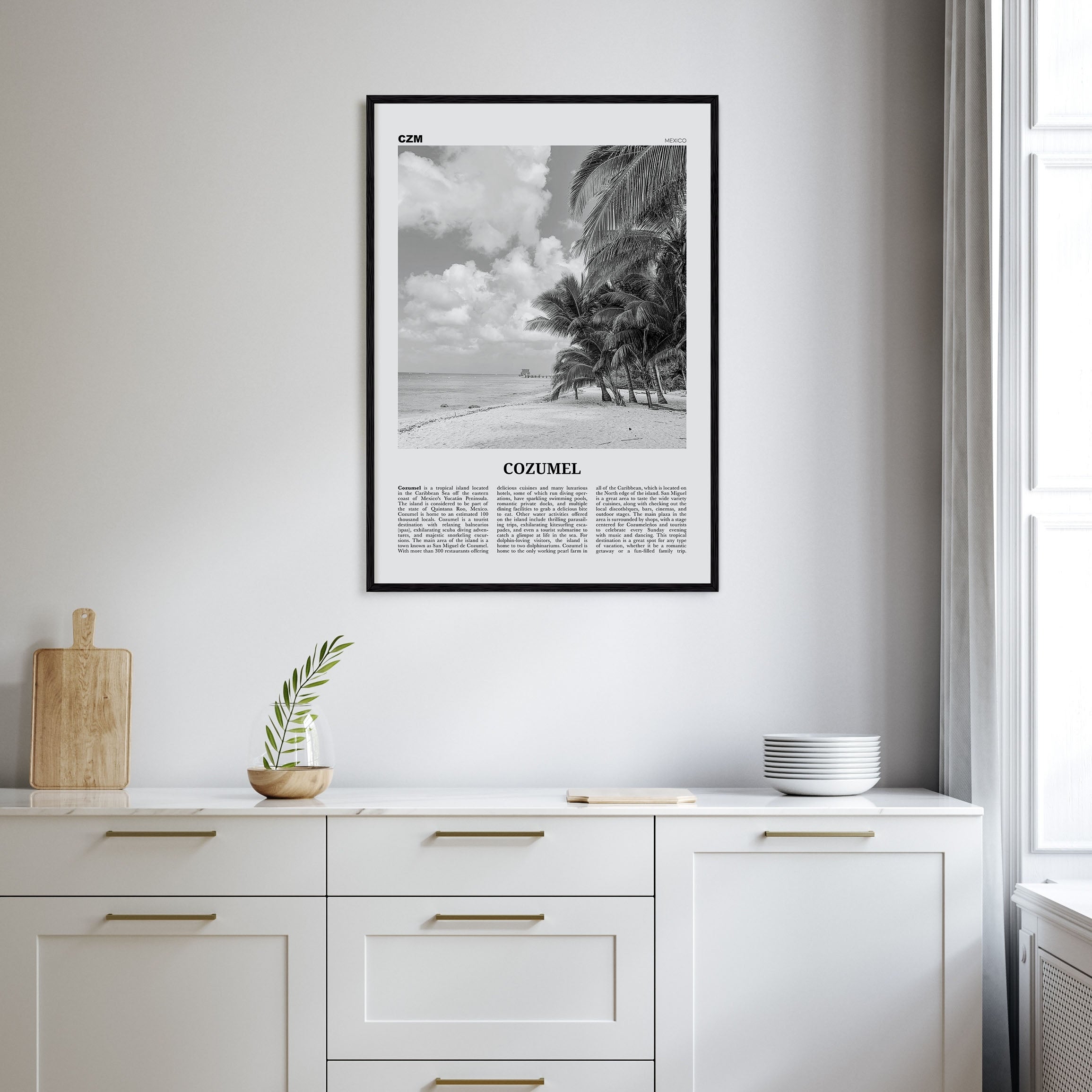 Cozumel Travel B&W Poster