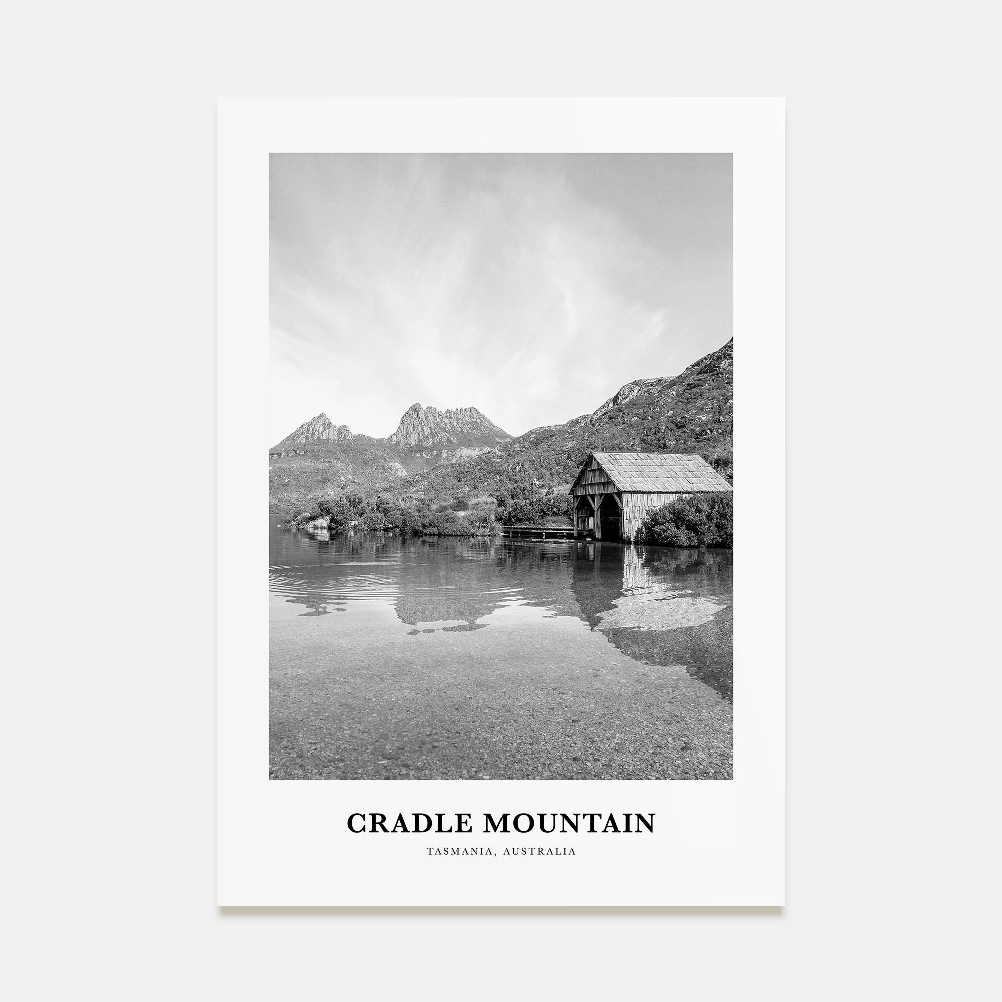 Cradle Mountain Portrait B&W Poster