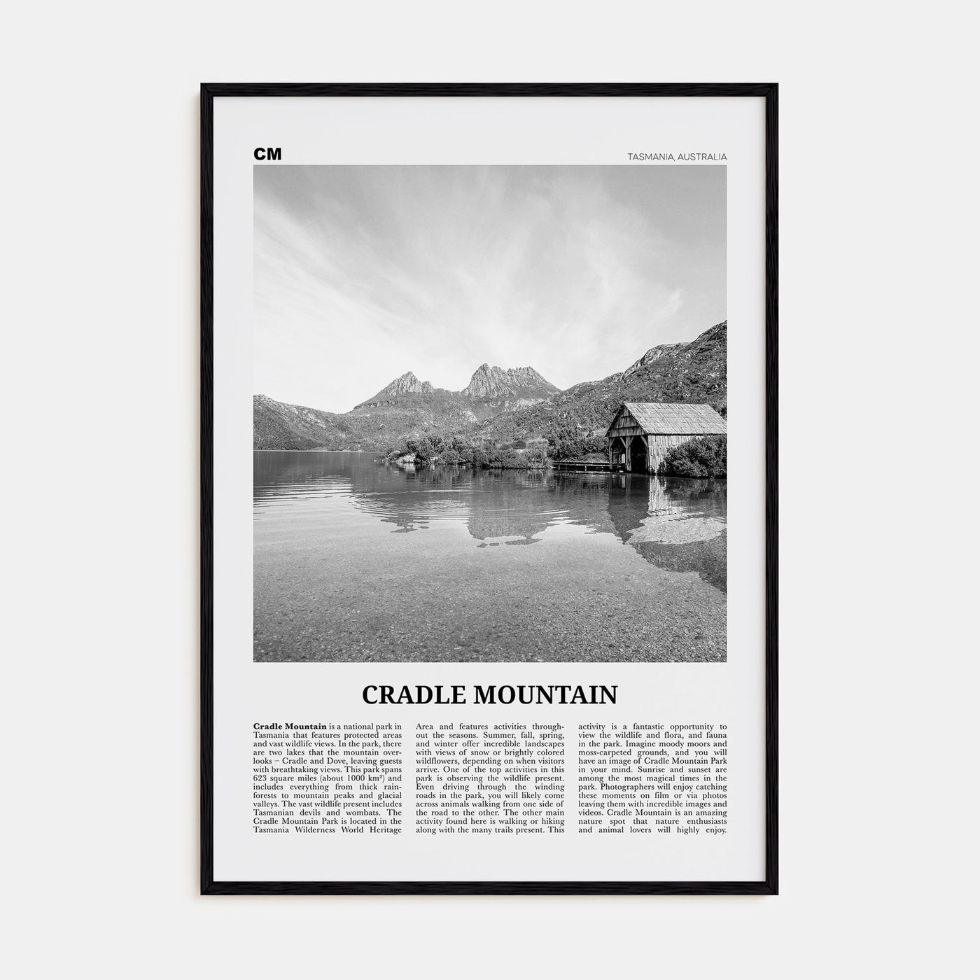 Cradle Mountain Travel B&W Poster