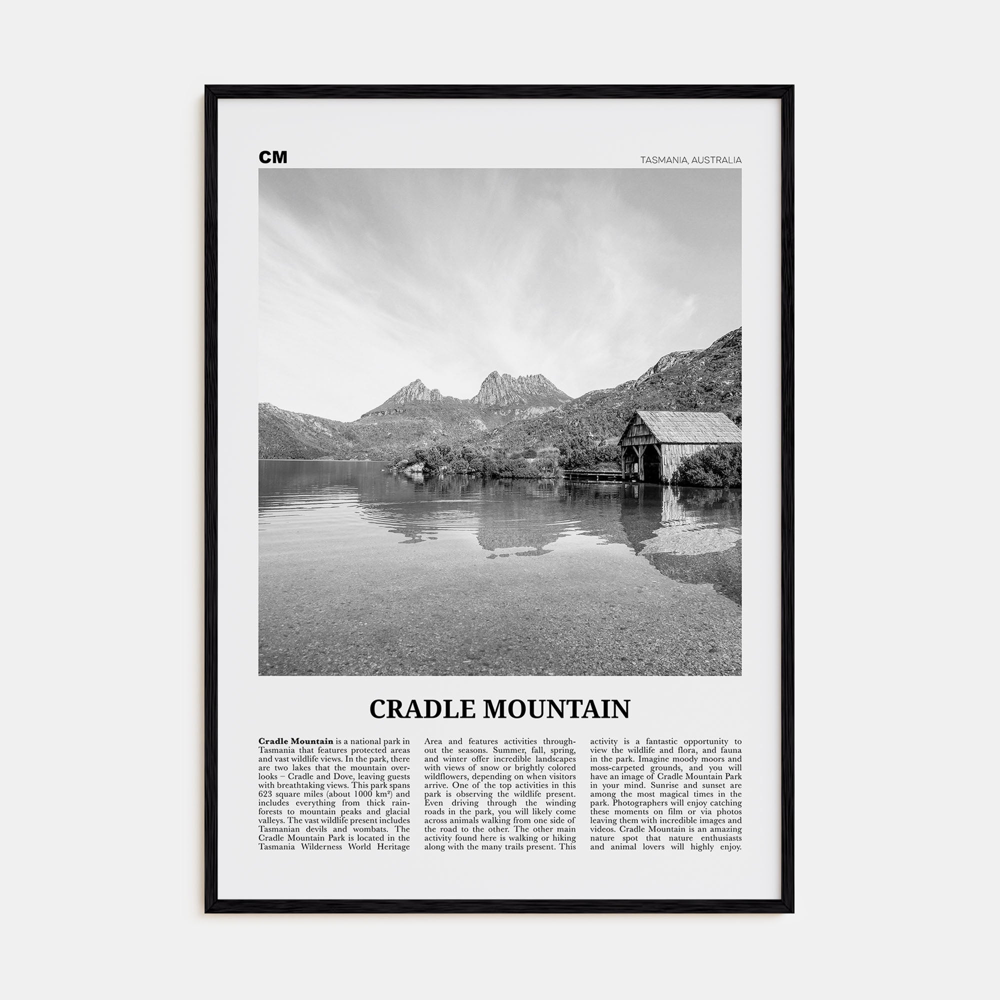 Cradle Mountain Travel B&W Poster
