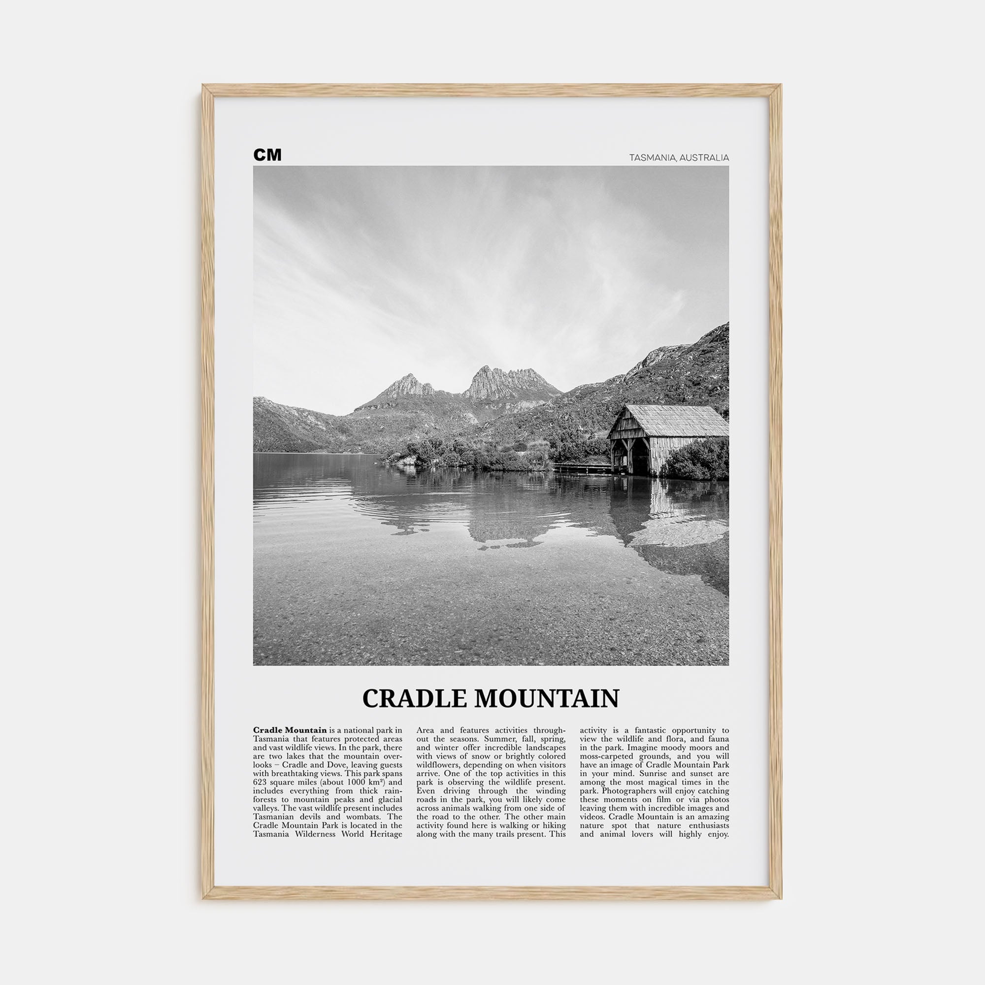 Cradle Mountain Travel B&W Poster