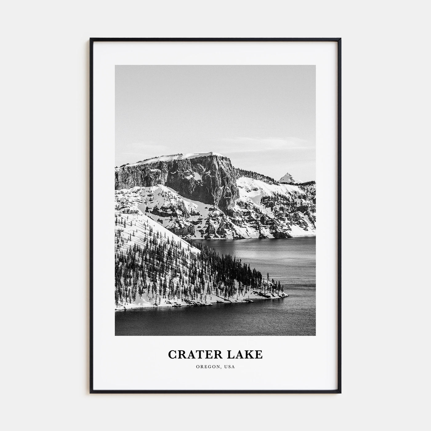 Crater Lake Portrait B&W Poster