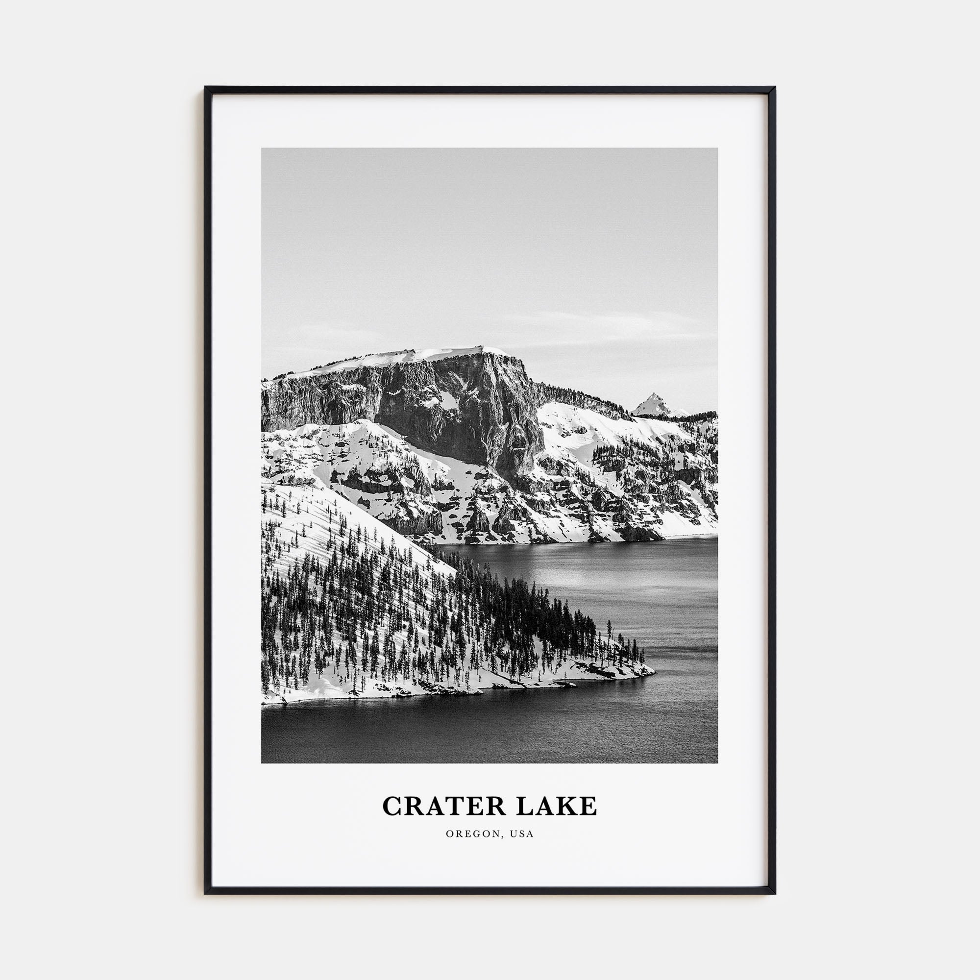 Crater Lake Portrait B&W Poster