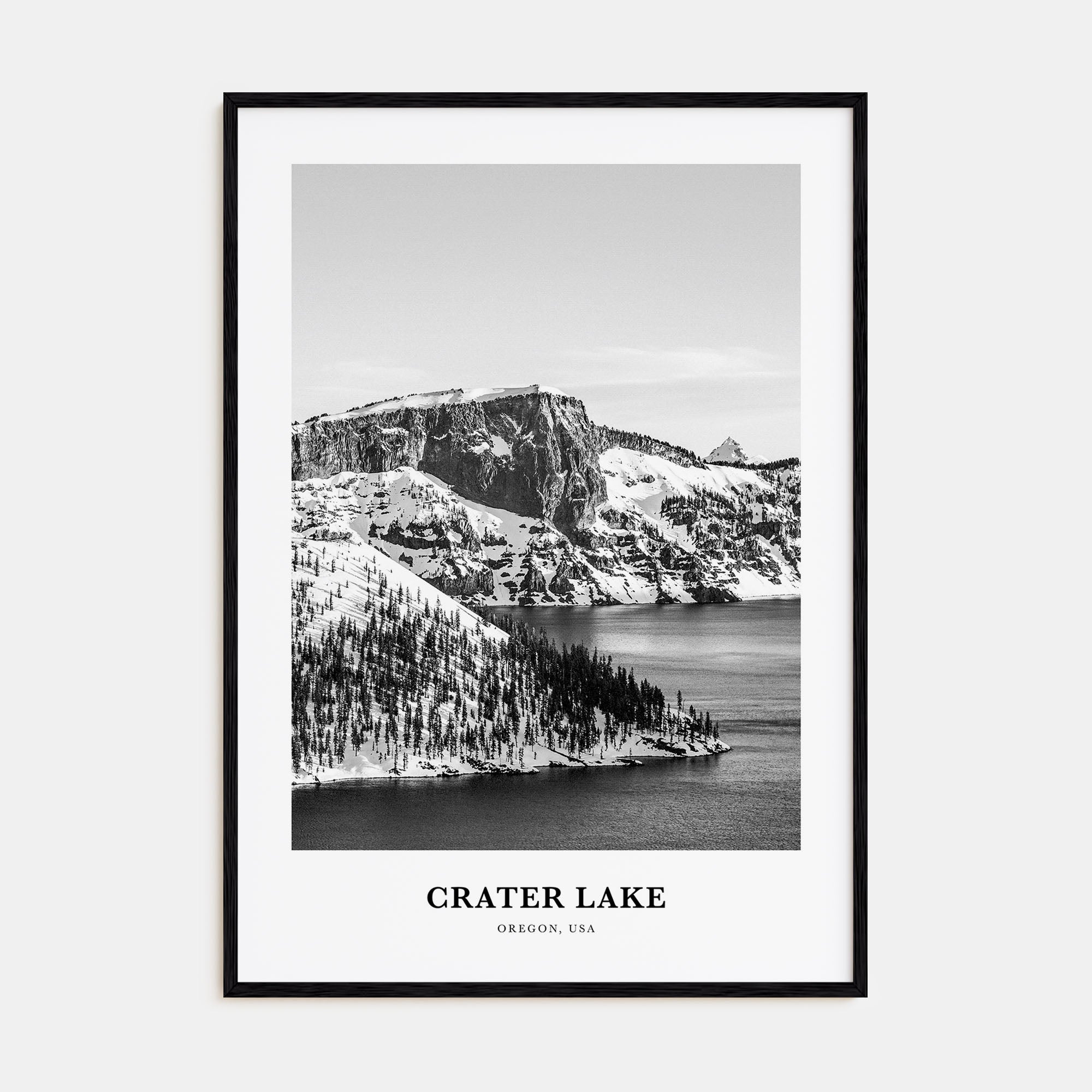 Crater Lake Portrait B&W Poster
