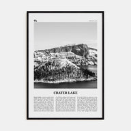 Crater Lake Travel B&W Poster