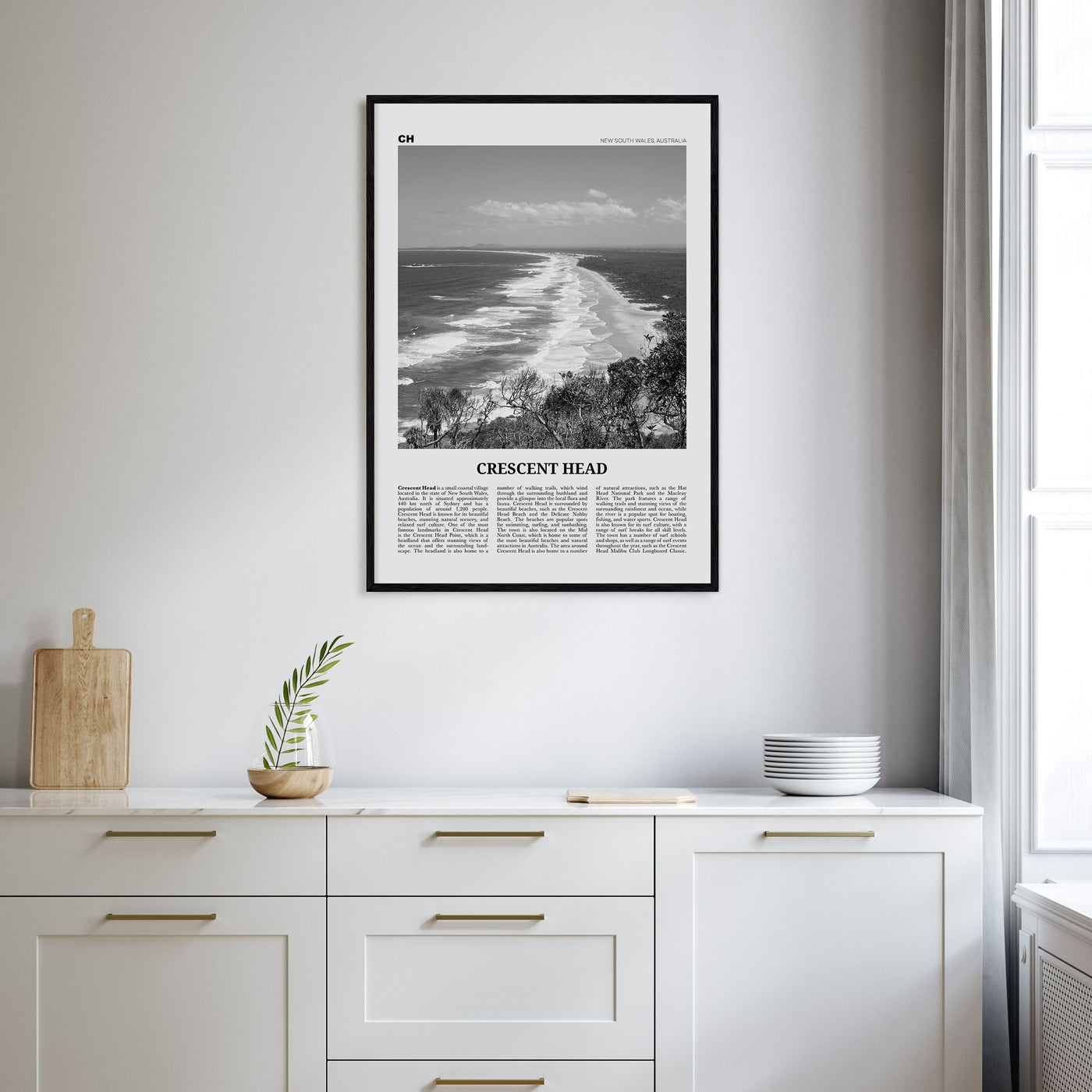 Crescent Head Travel B&W Poster