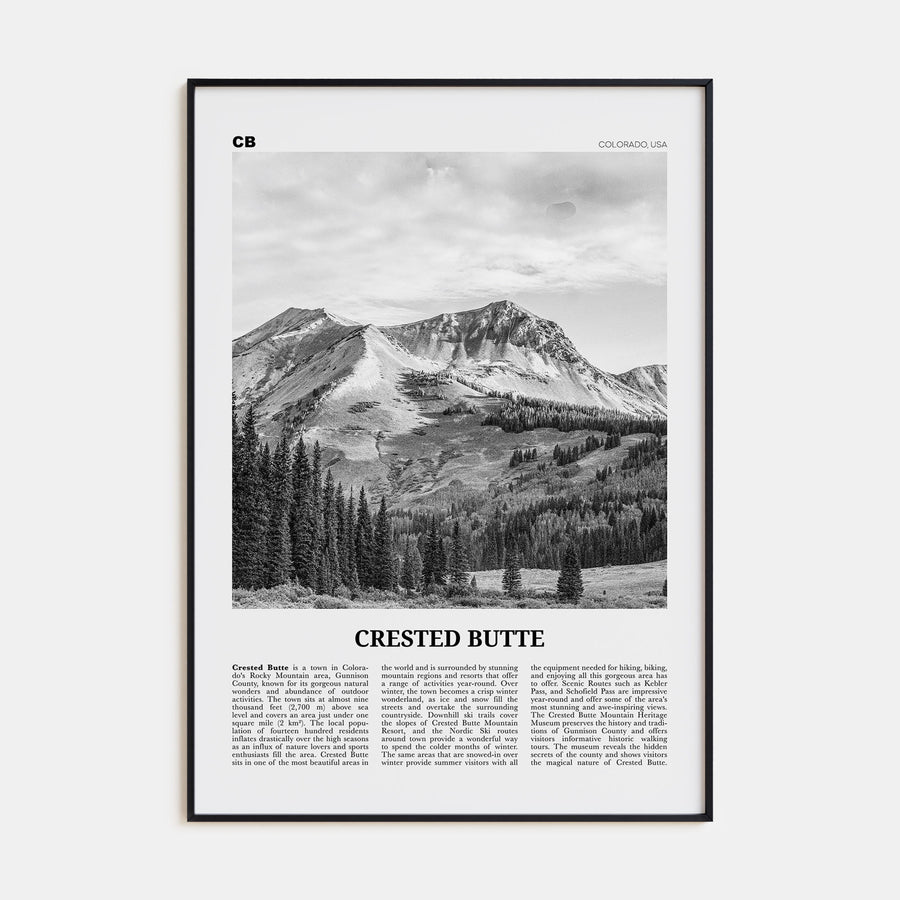 Crested Butte Travel B&W Poster