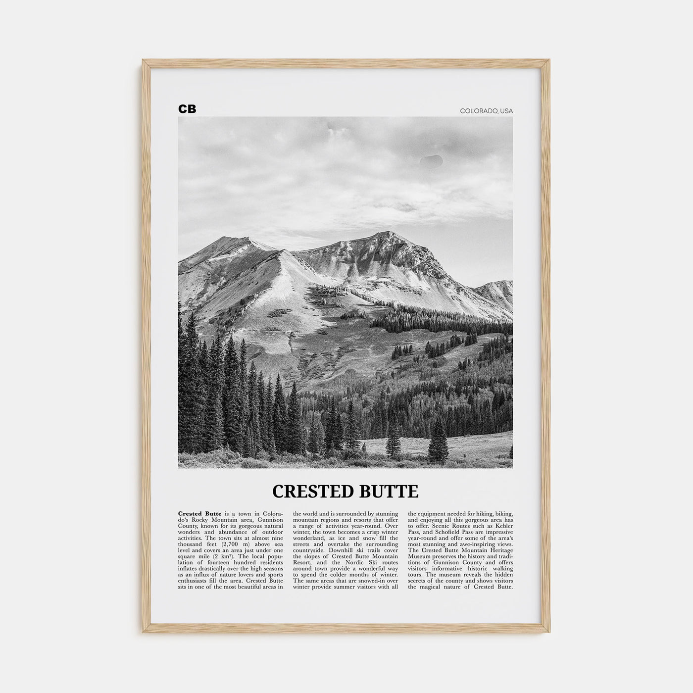 Crested Butte Travel B&W Poster