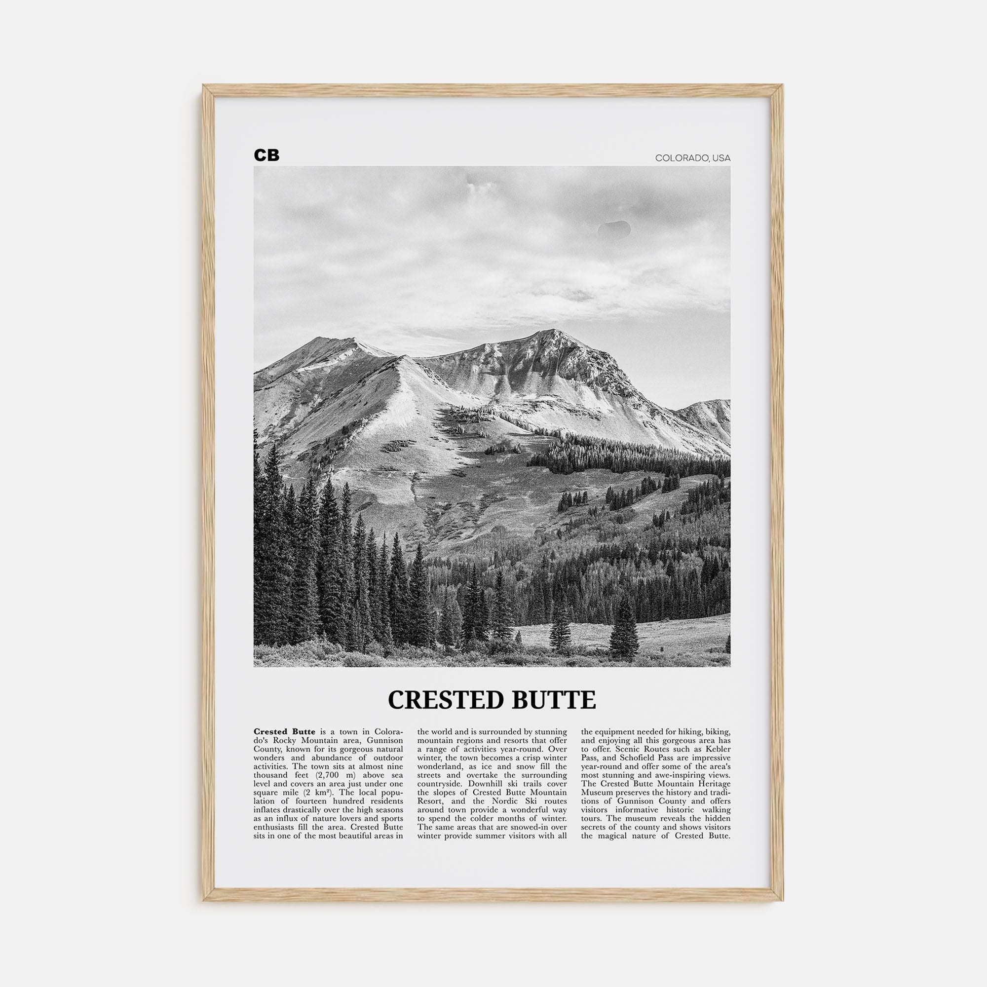 Crested Butte Travel B&W Poster