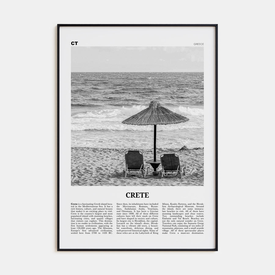 Crete Travel B&W Poster