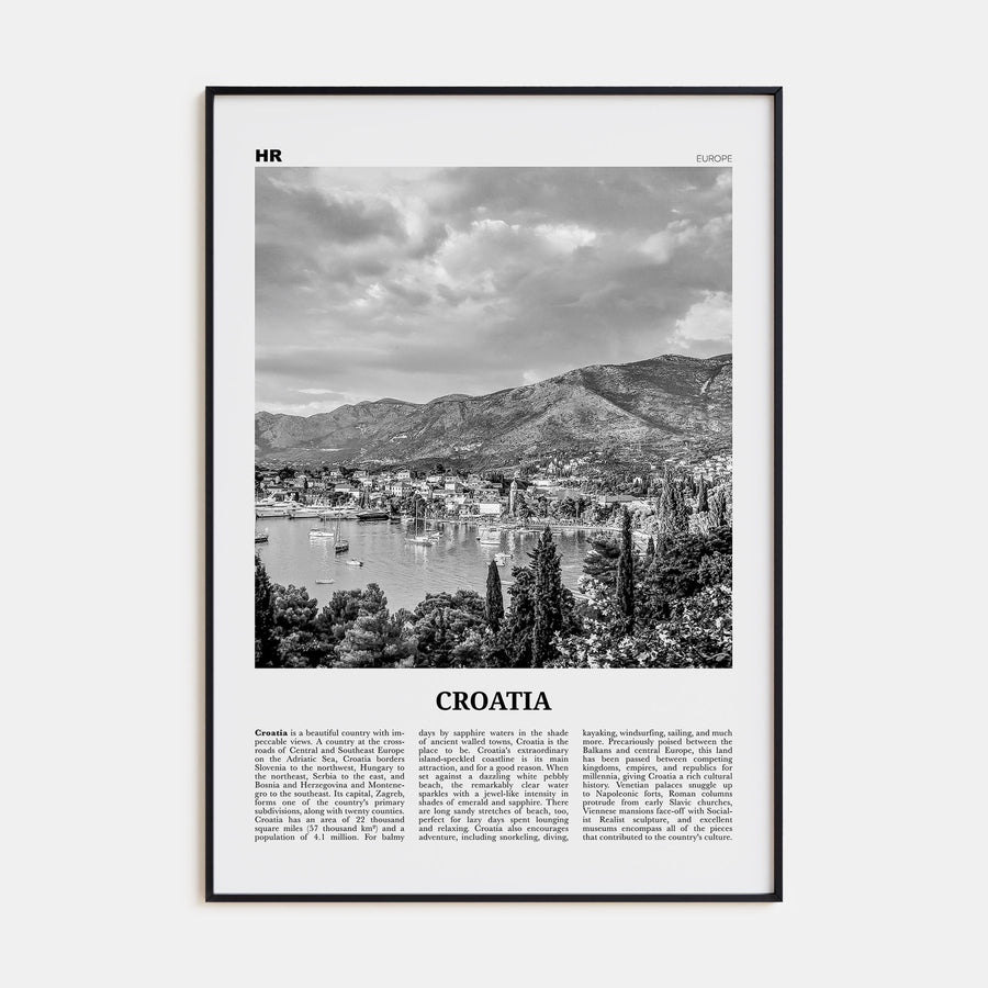 Croatia Travel B&W Poster