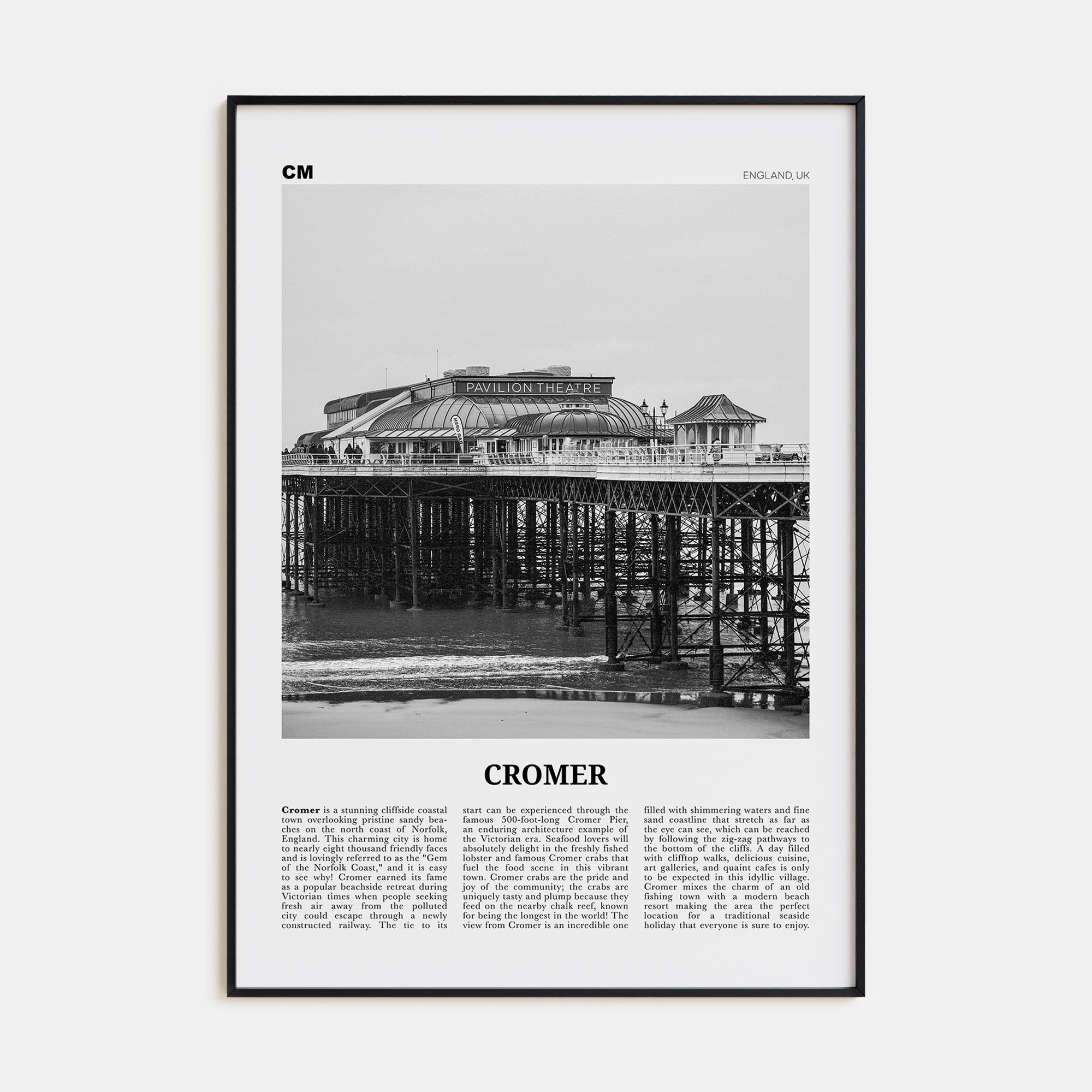 Cromer Travel B&W Poster