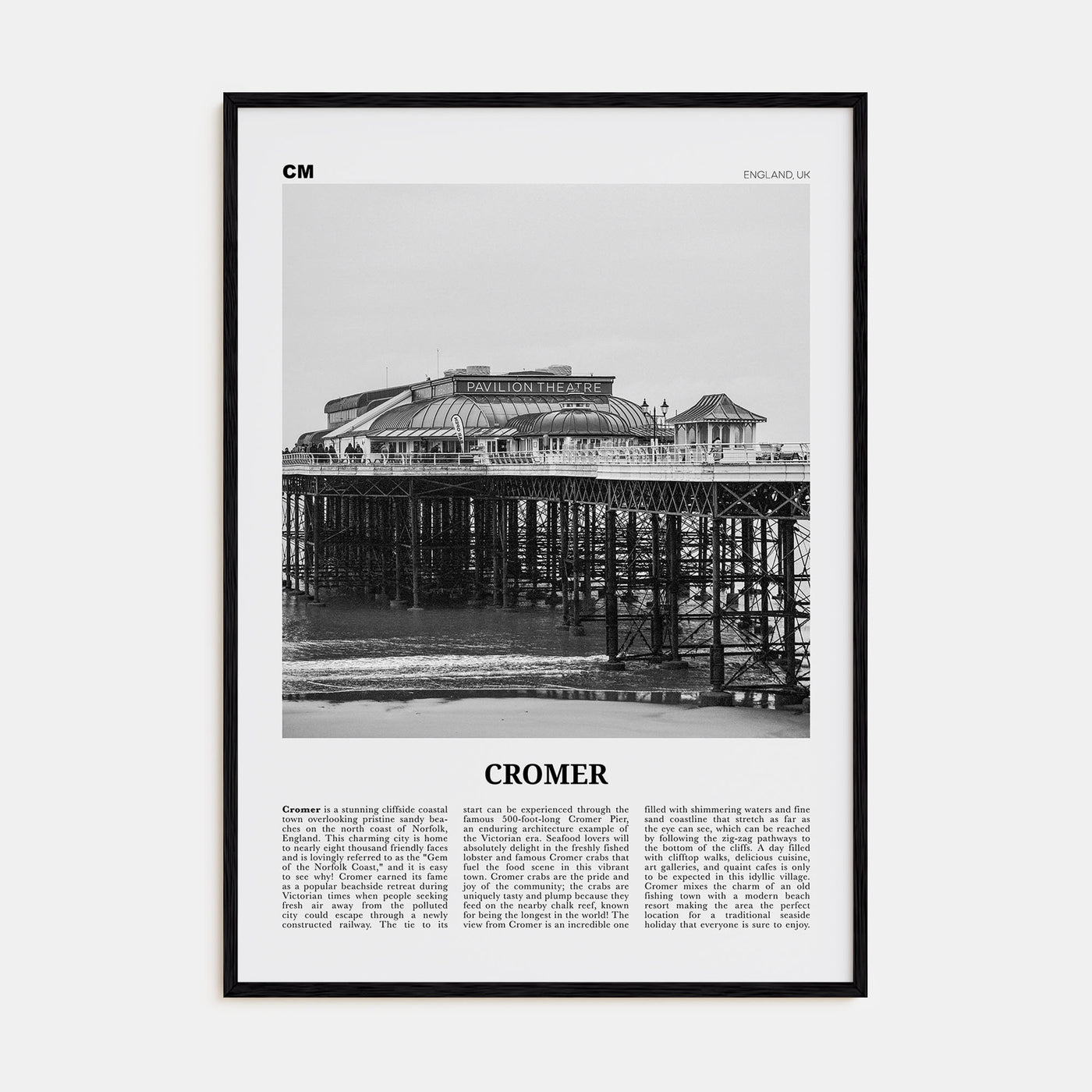Cromer Travel B&W Poster