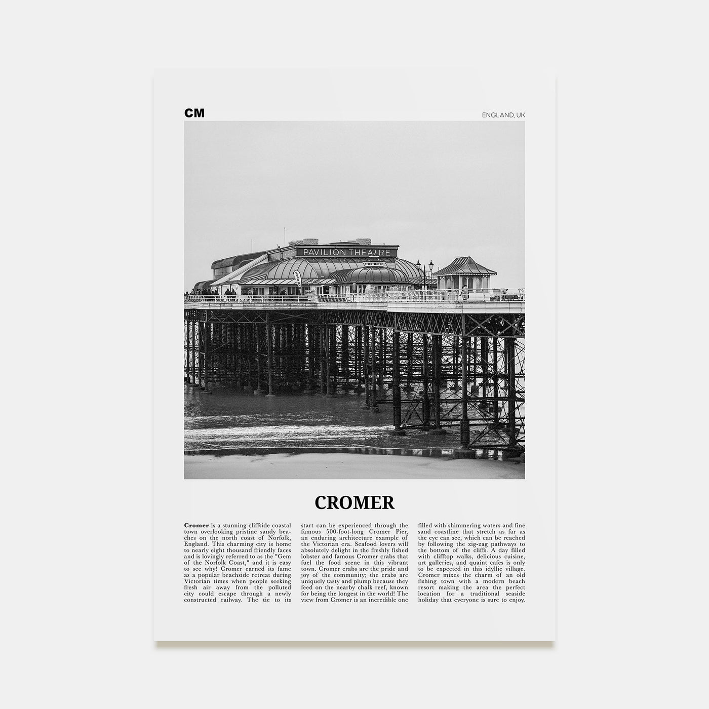 Cromer Travel B&W Poster
