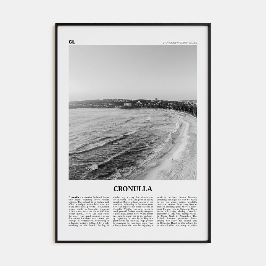 Cronulla Travel B&W Poster