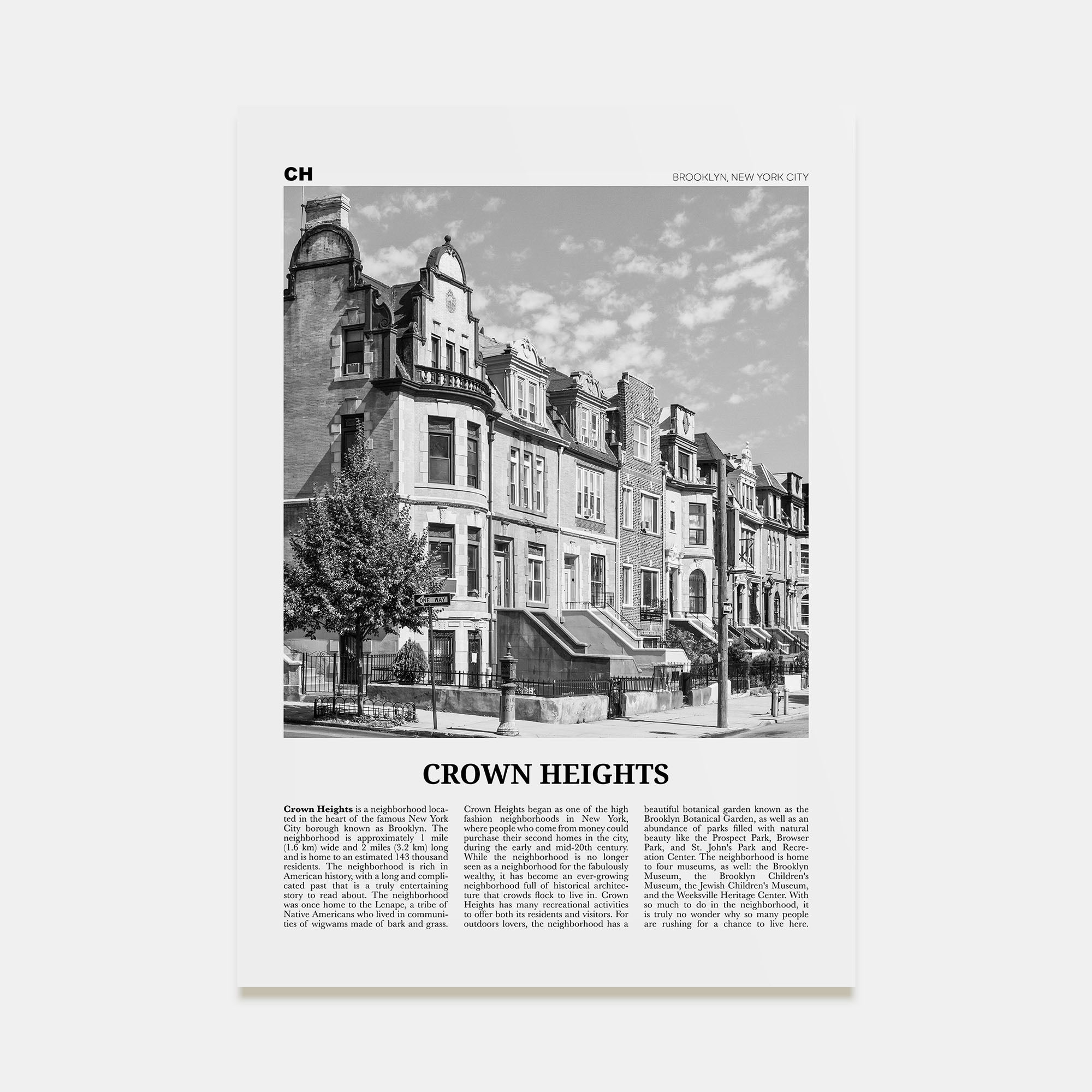 Crown Heights Travel B&W Poster