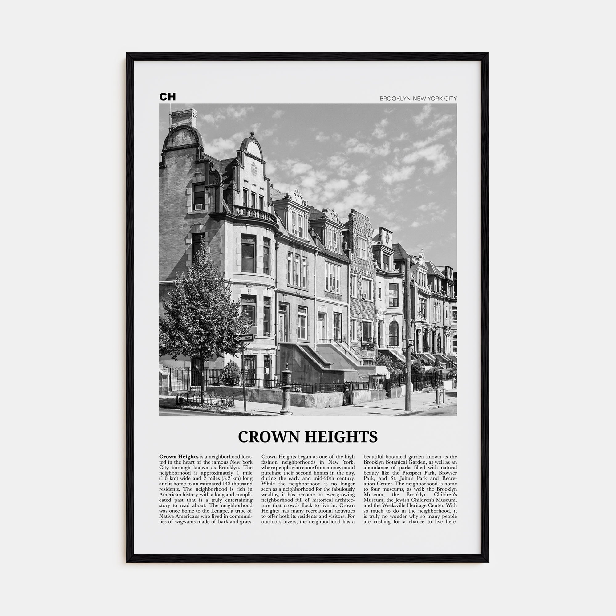 Crown Heights Travel B&W Poster