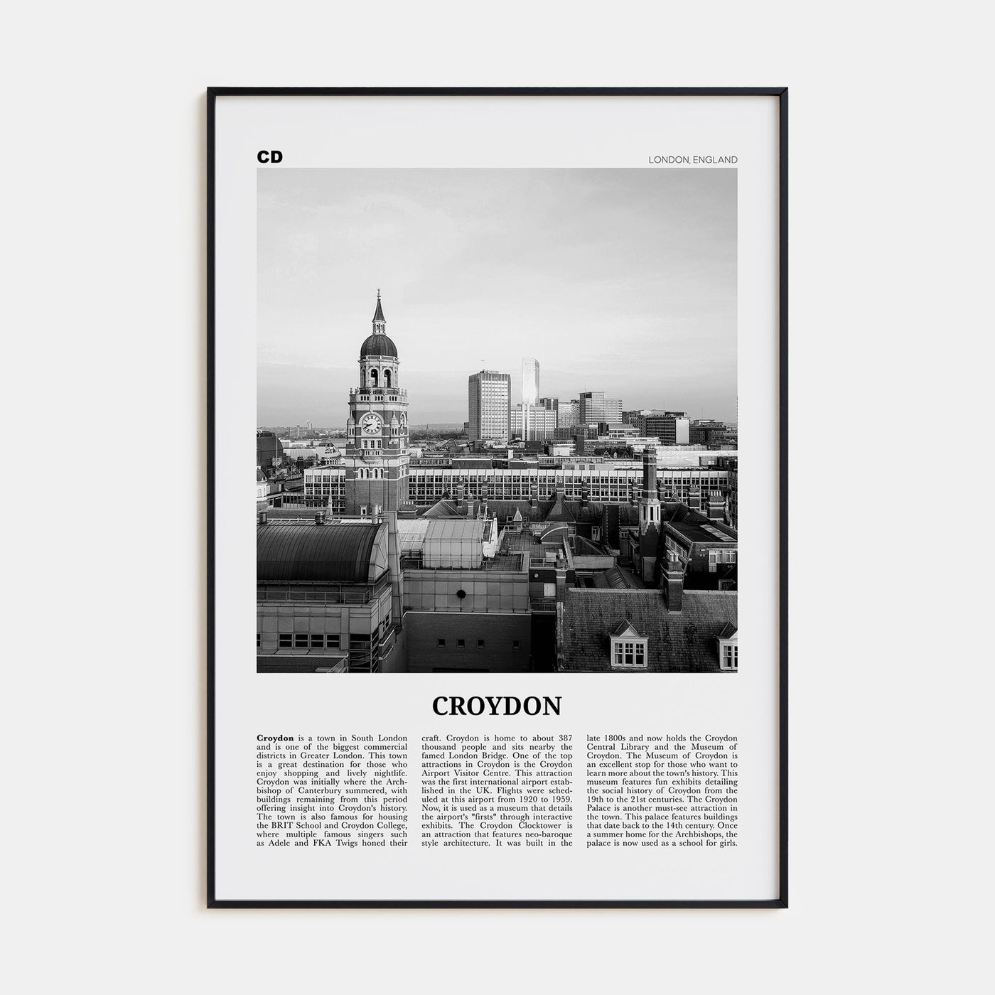 Croydon Travel B&W Poster