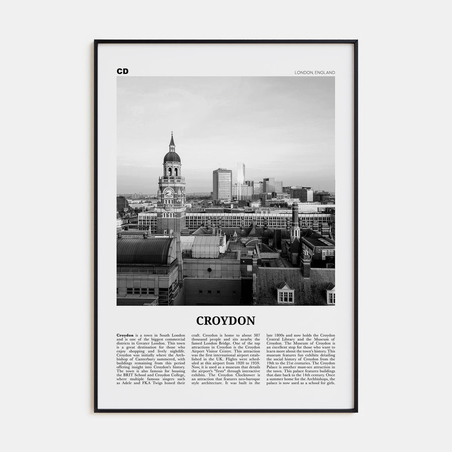 Croydon Travel B&W Poster