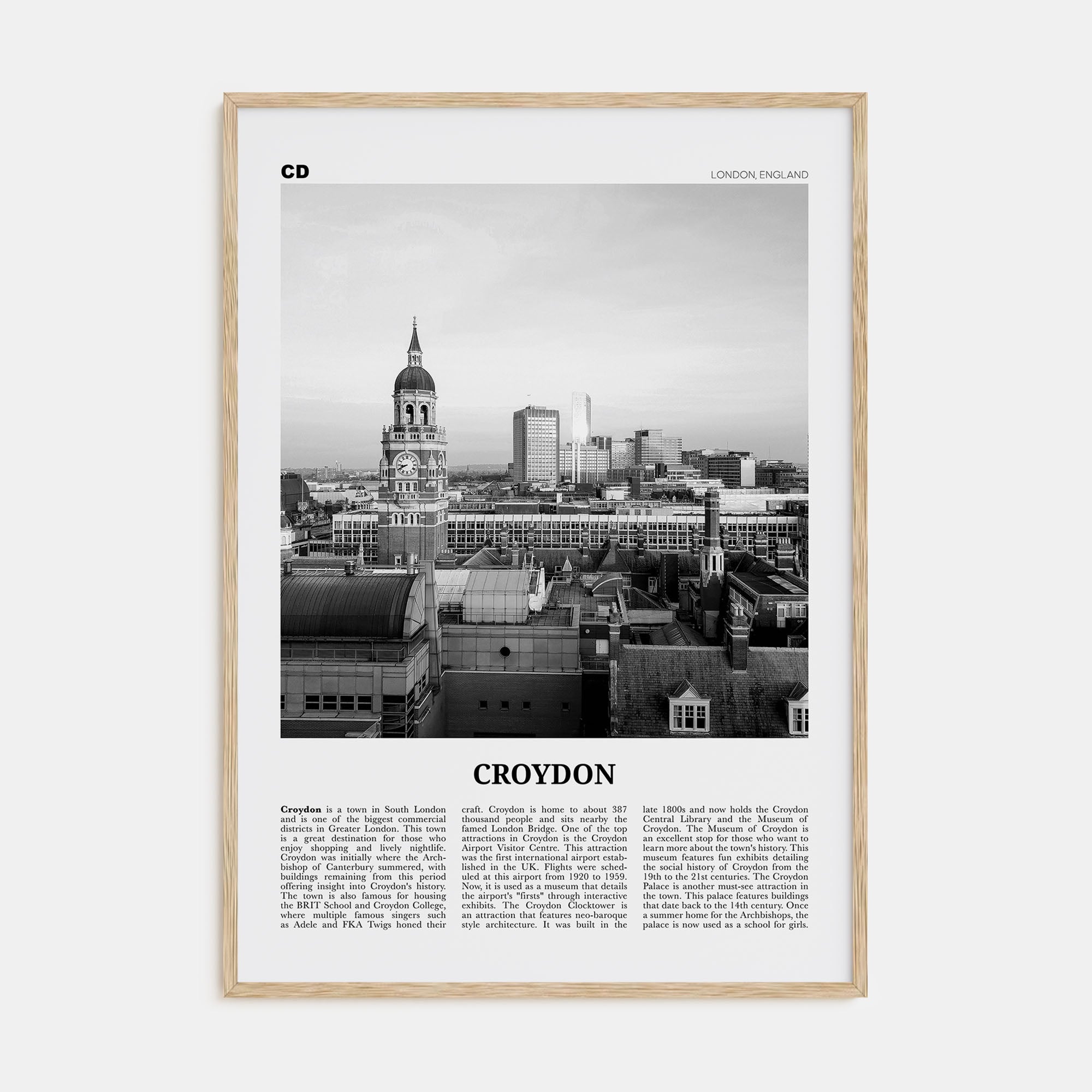 Croydon Travel B&W Poster